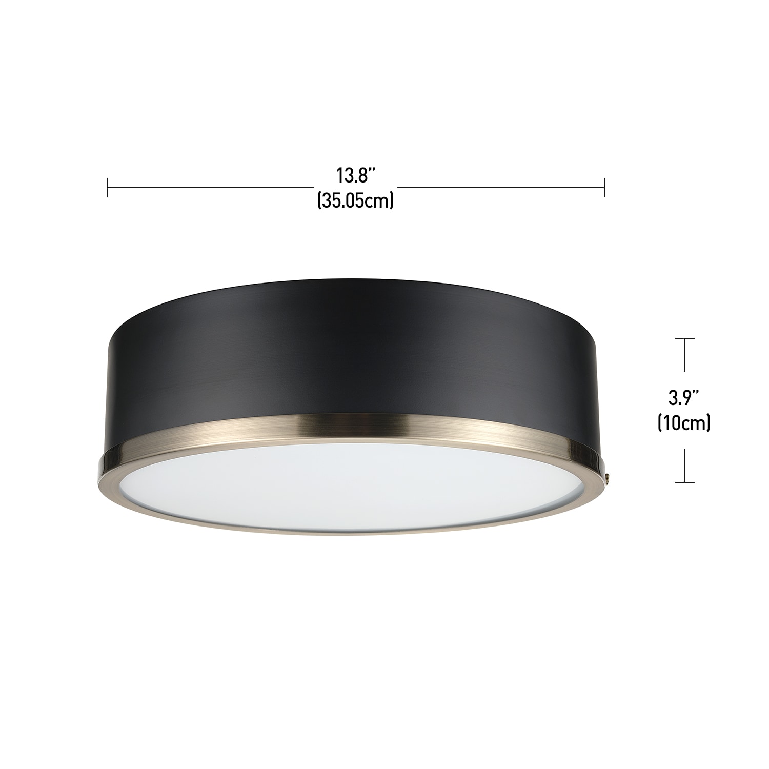 Selina 14" Matte Black Modern Flush Mount with Frosted Glass Shade