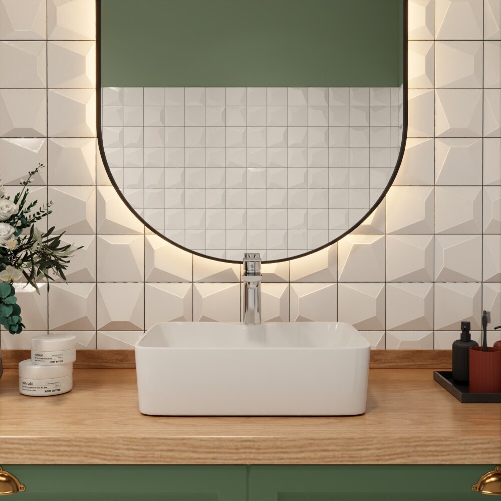 Ally 19" x 15 White Ceramic Rectangular Above-Counter Vessel Sink