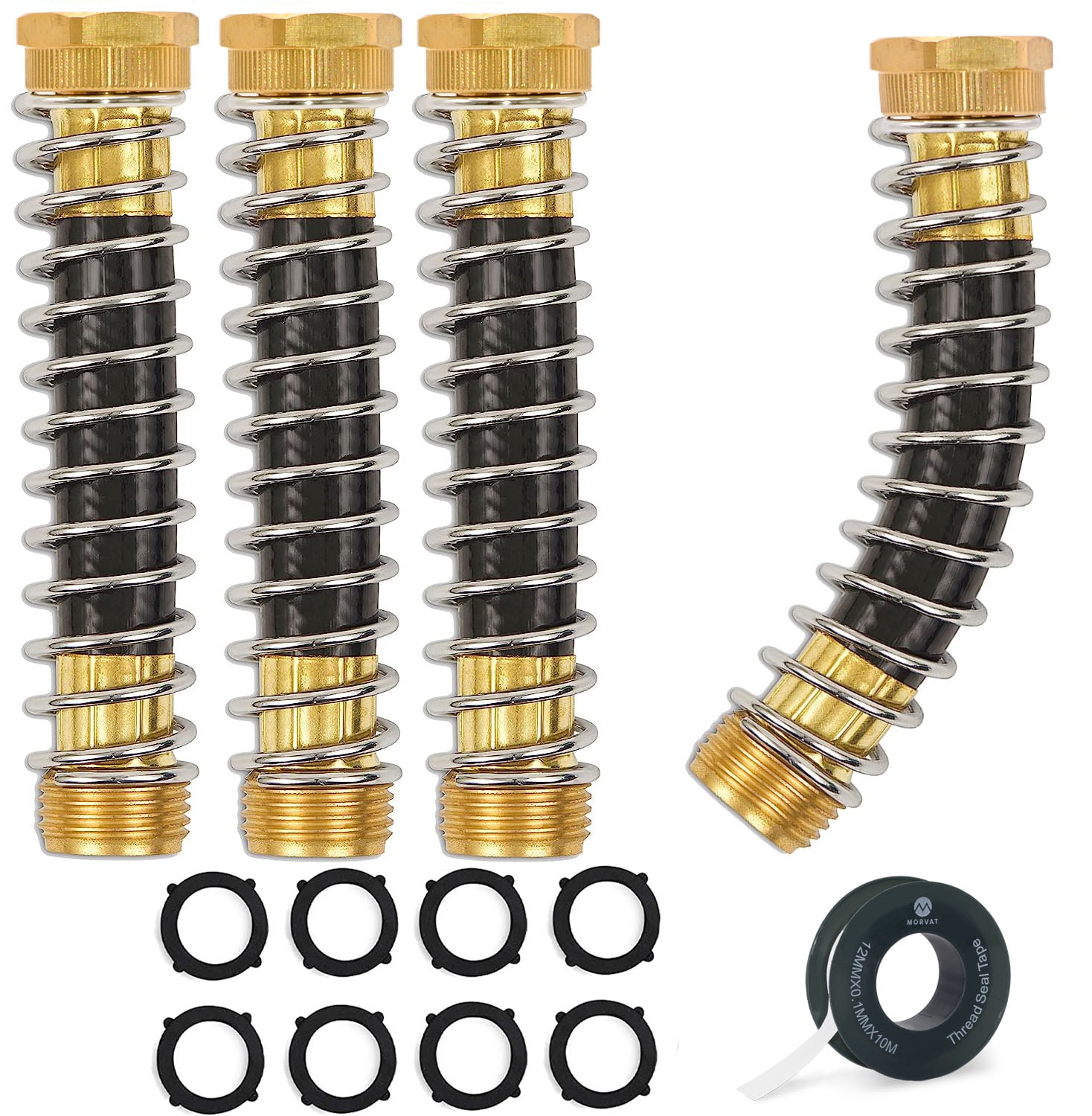 Morvat KCOIL-4 Brass, Metal, Rubber Coiled spring faucet connector