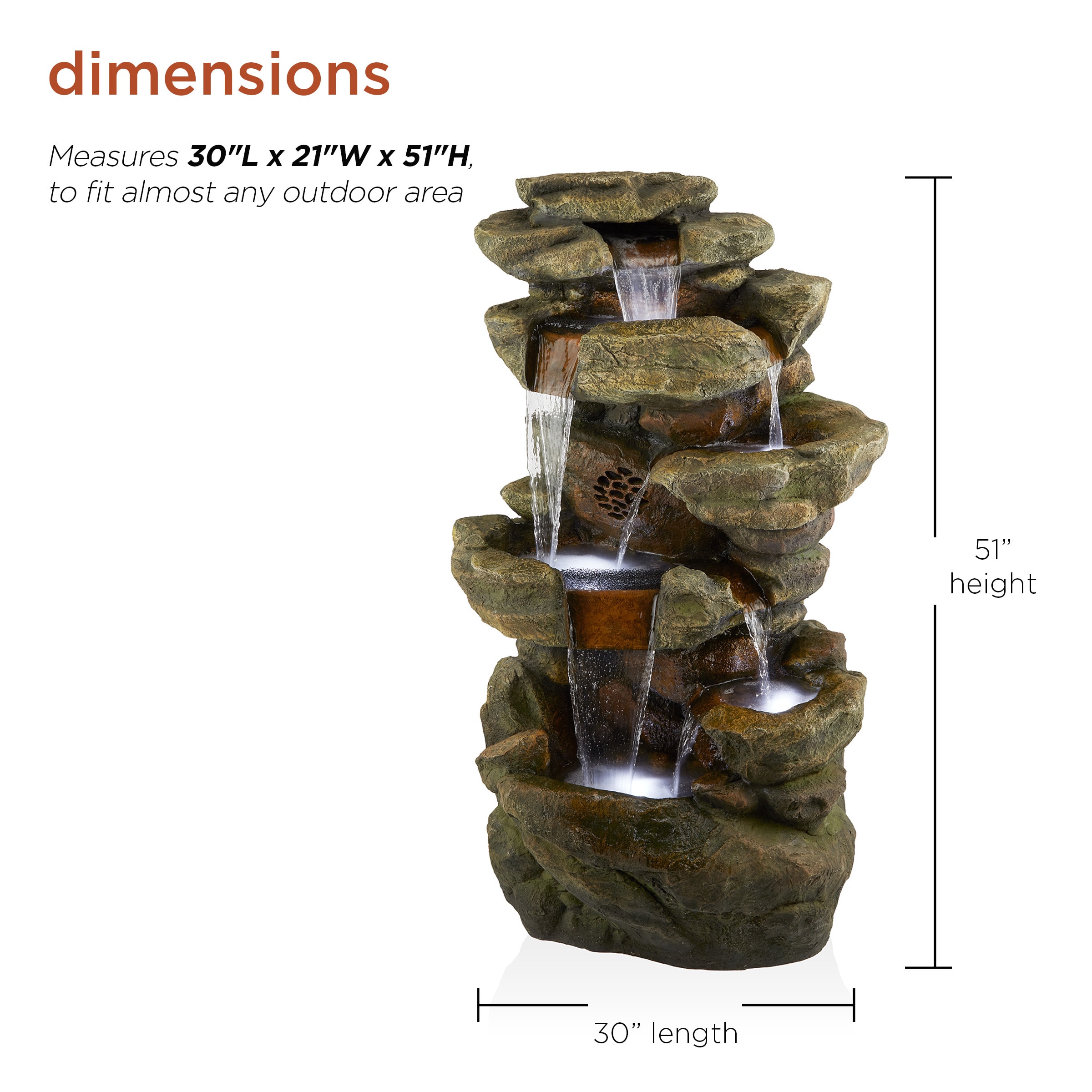 Alpine Corporation 51-in H Resin Rock Waterfall Outdoor Fountain in the ...