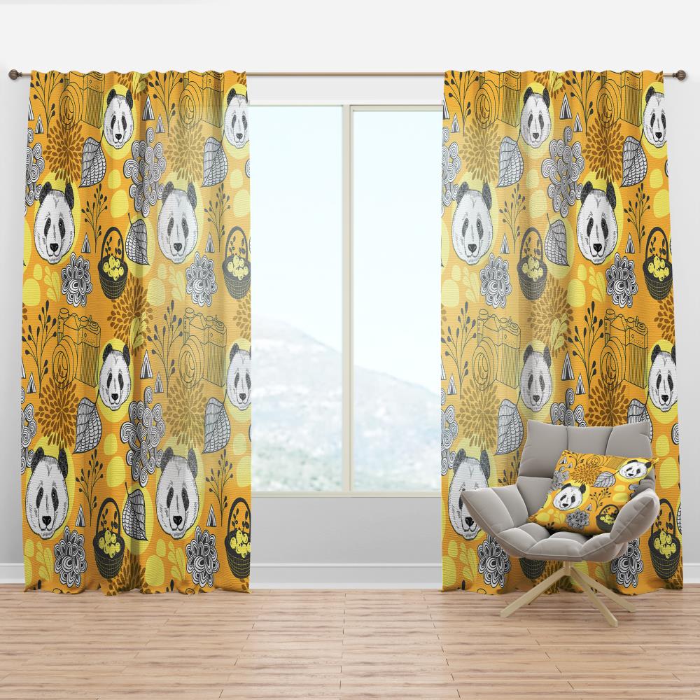 Designart CTN18759-52-63 63-Inches Yellow Abstract Room darkening Thermal lined Rod pocket Single curtain panel