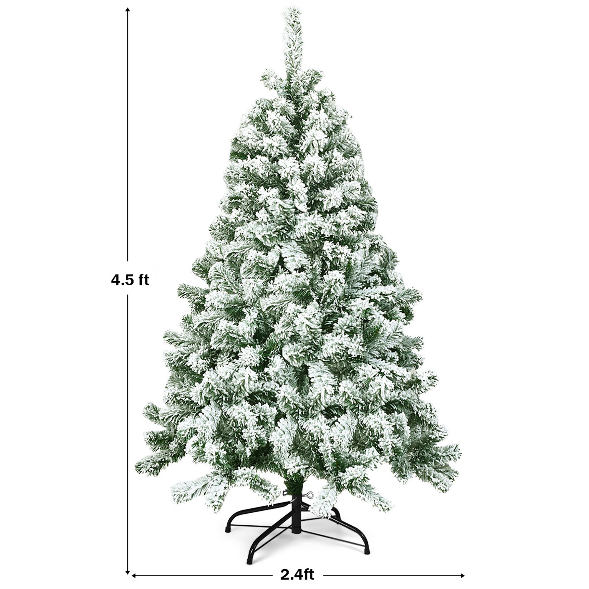 Goplus 4.5-ft Flocked White Artificial Christmas Tree in the Artificial ...