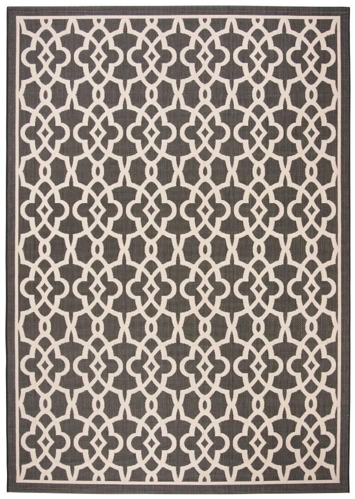 Safavieh CY6071-266-8 Courtyard Lonoa 8 x 11 (ft) Loomed Polypropylene Black/Beige Rectangular Indoor/Outdoor Abstract Coastal Area rug