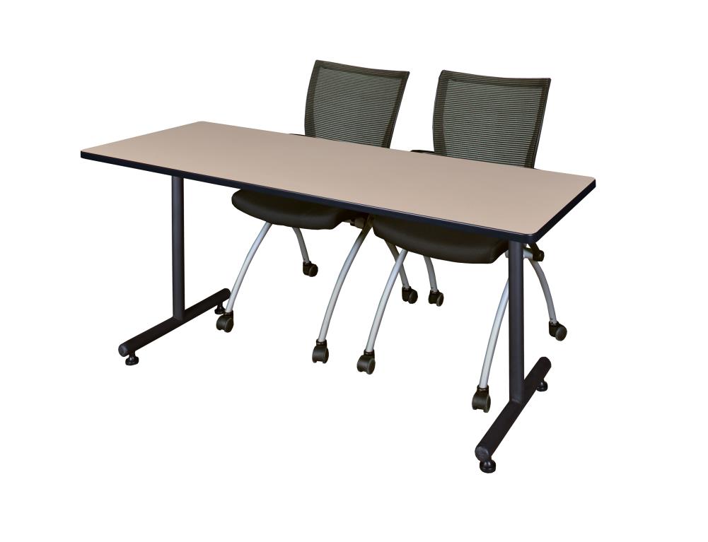 Regency MKTRCT6624BE09BK Training Off-white 4-Person Training Table (66-in W x 29-in H)