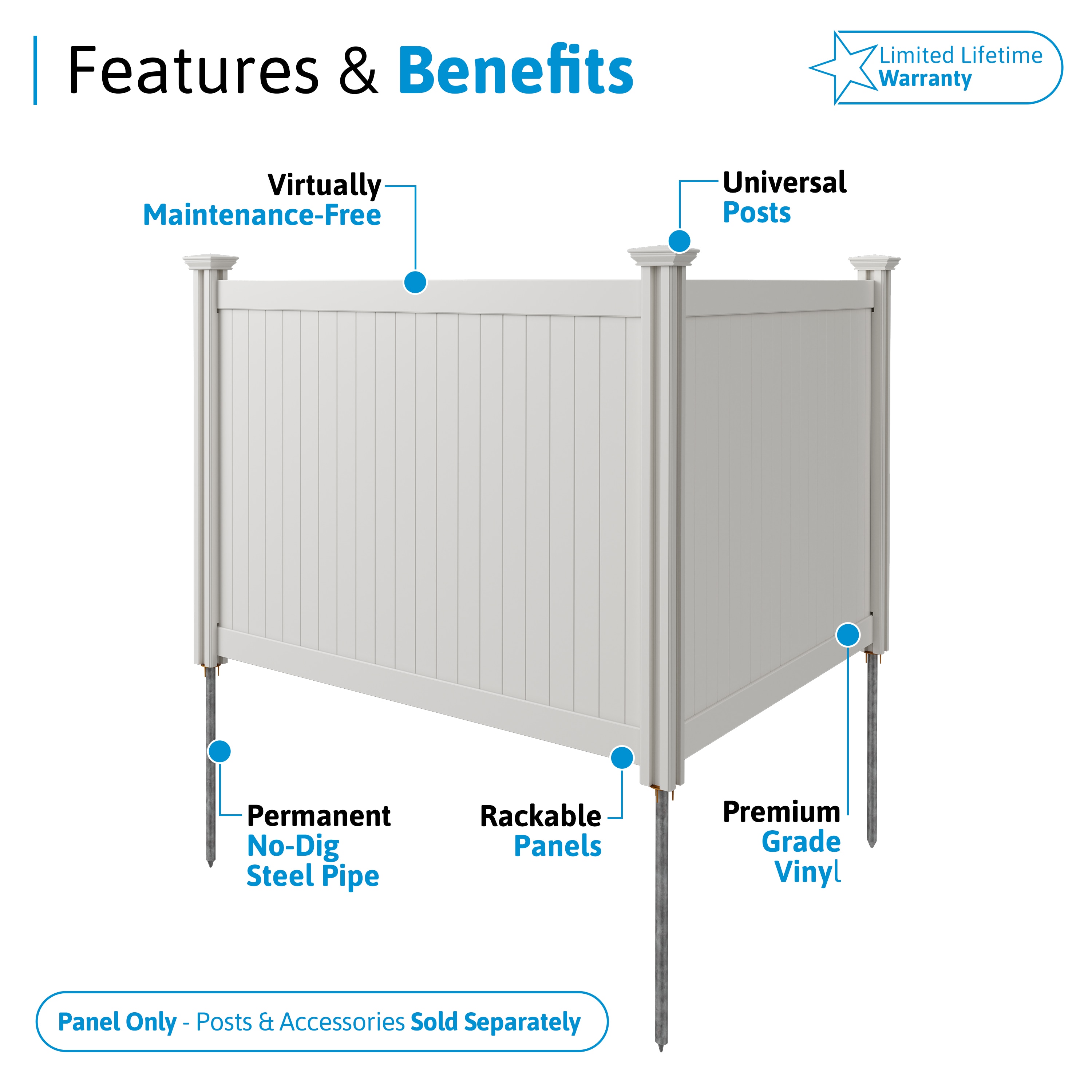 Ava Sanchez 専用 7 T WamBam Fence Premium 6-ft H x 7-ft W Flat-Top Privacy Vinyl Flat
