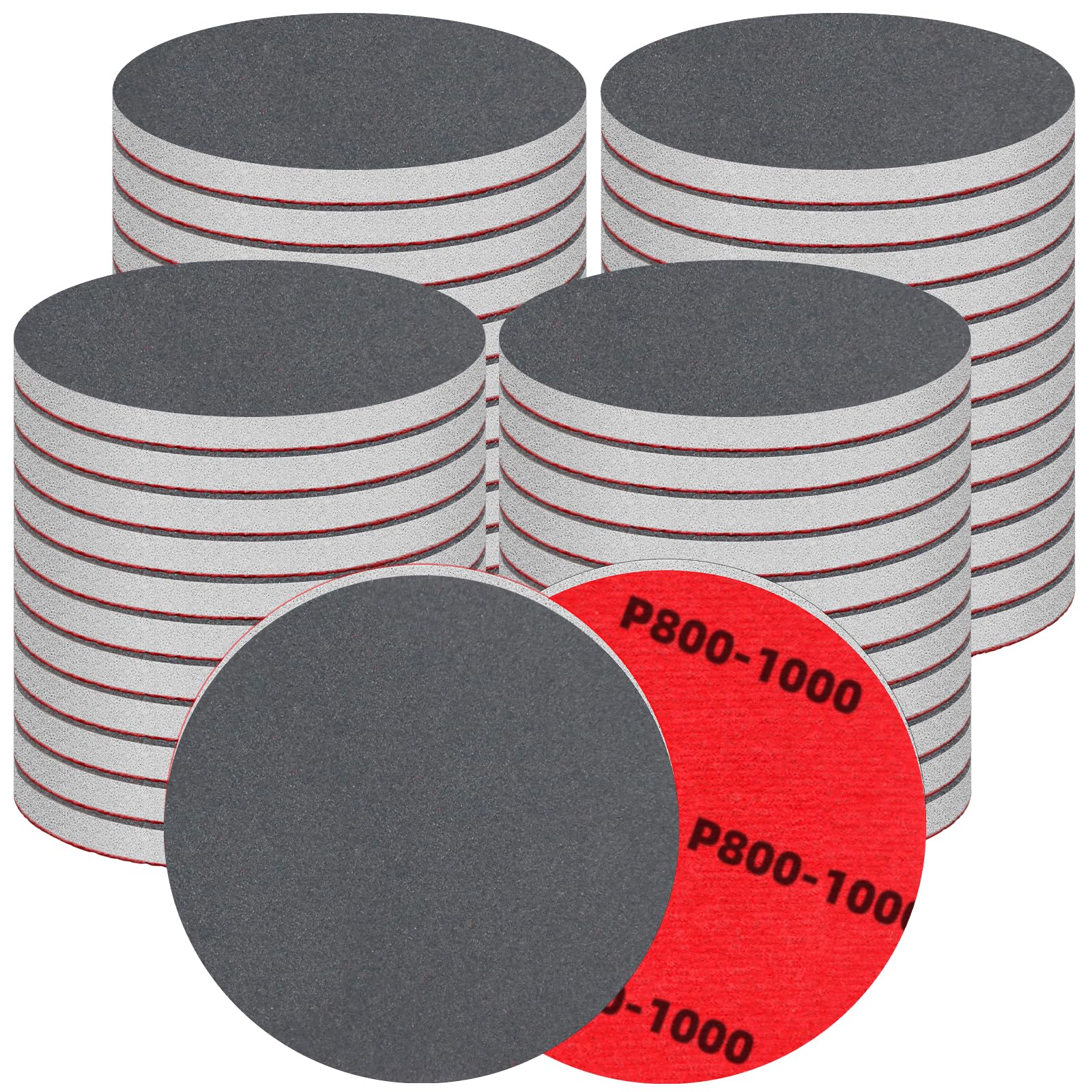 Ahfiwaso  48 Pcs 3 inch Round Sanding Sponge 800 to 1000 Grit Sandpaper Assortment Washable Reusable Foam Pads for Wood Metal and Drywall