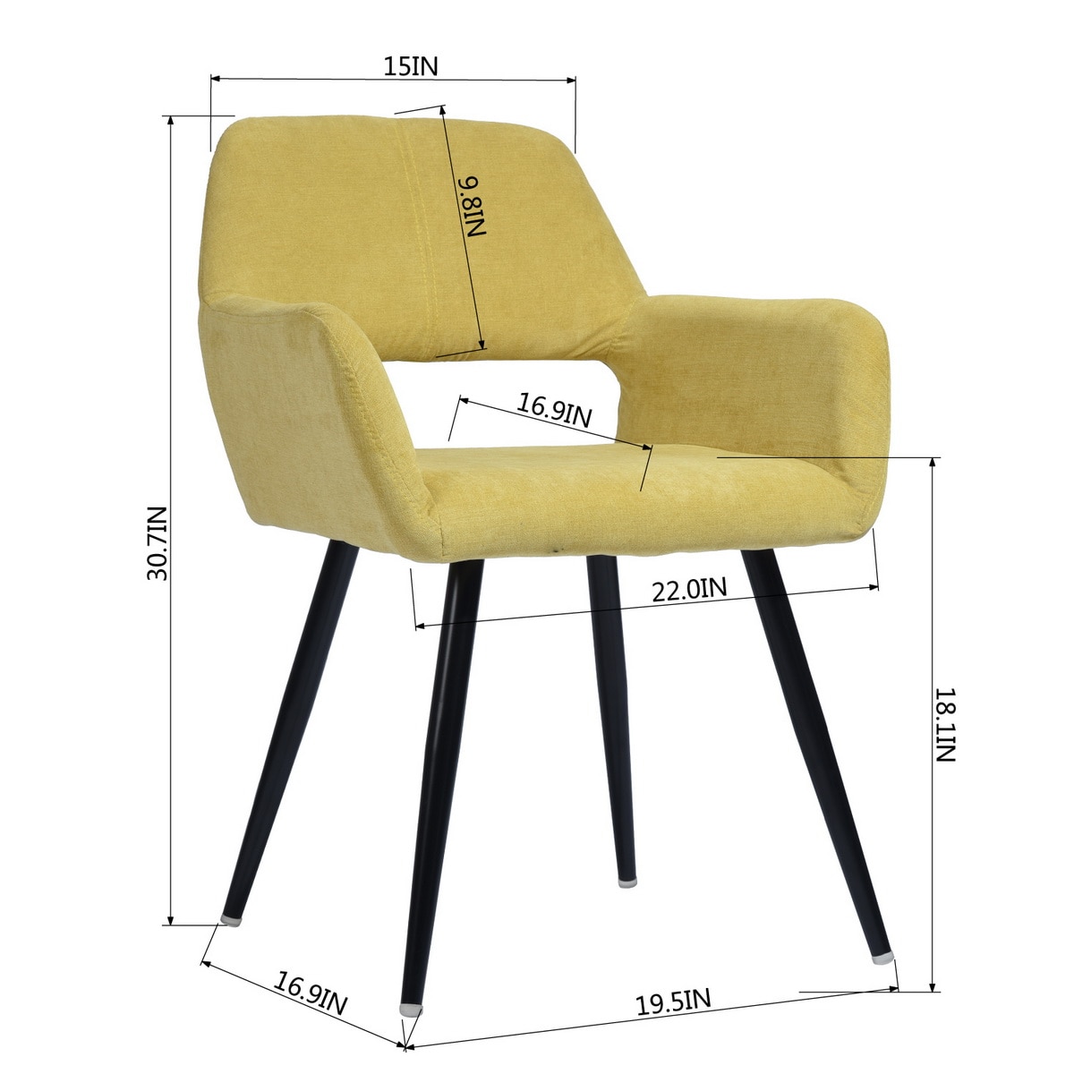CASAINC CROMWELL YELLOW Dining-Chairs - View #12