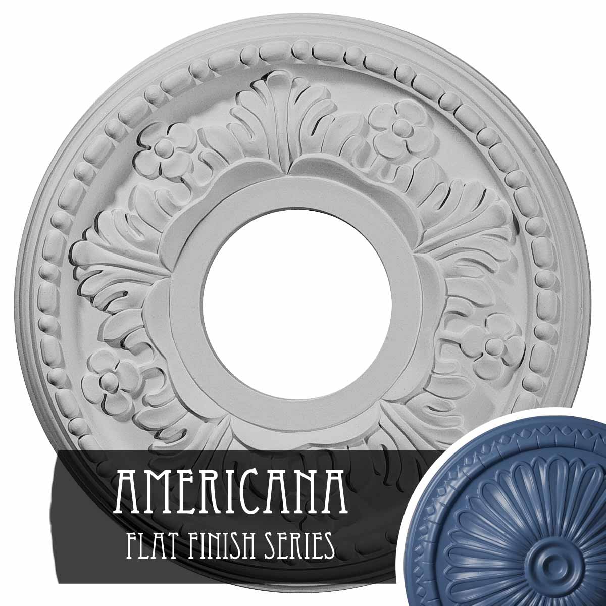 Ekena Millwork CM11HEAMF Helene 11.875-in W x 11.875-in L Painted Americana Polyurethane Whole Ceiling Medallion