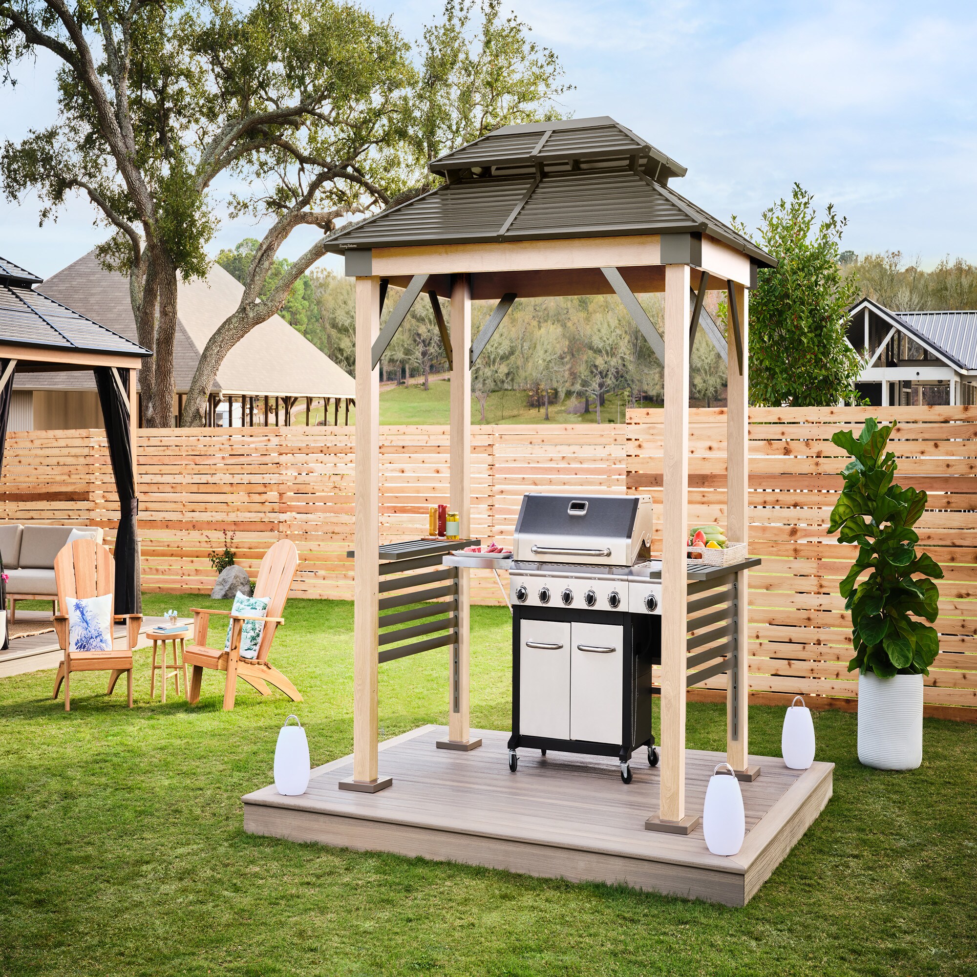 Sojag 8-ft x 6-ft Brown Aluminum Grill Gazebo with Steel Roof