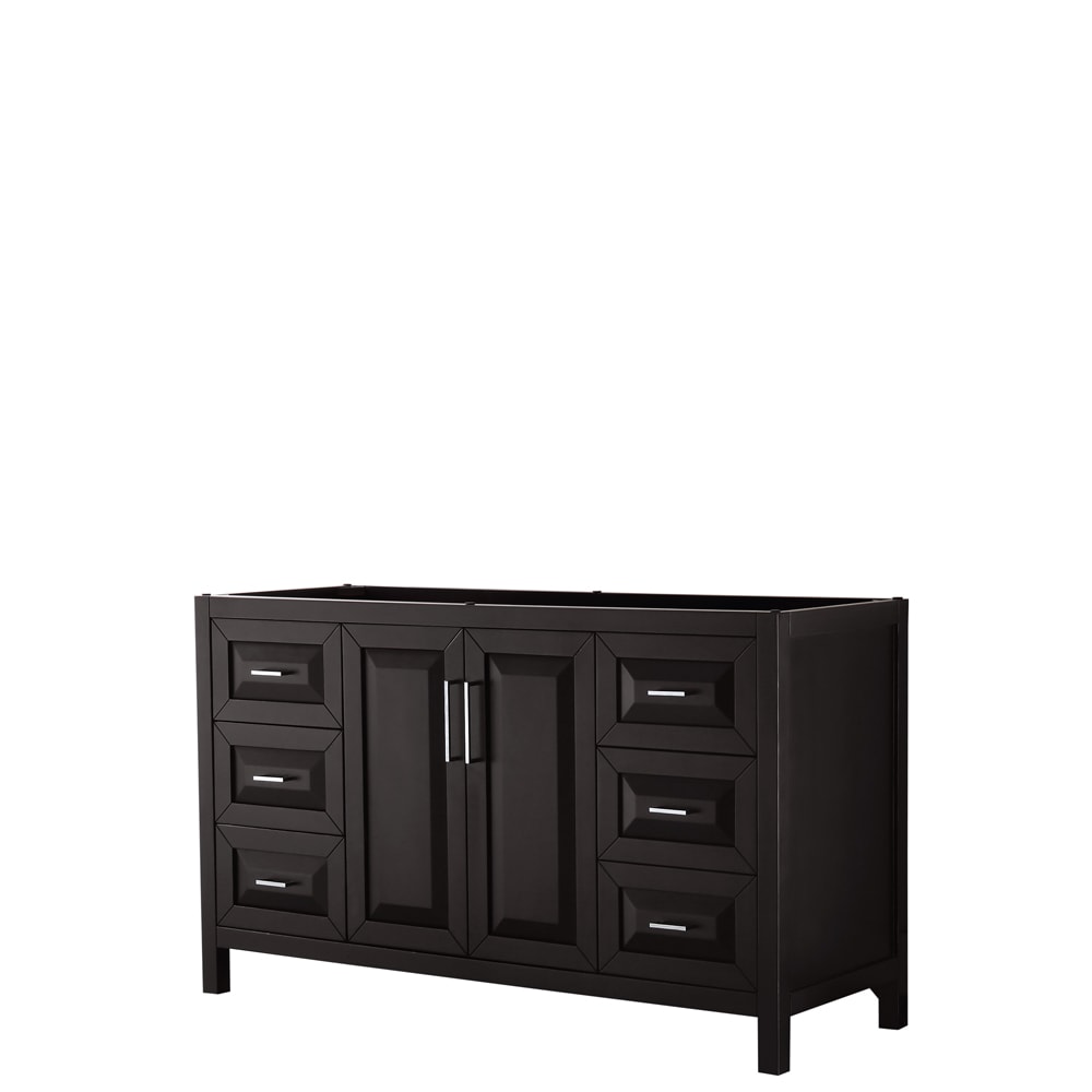 Wyndham Collection WCV252560SDECXSXXMXX Daria 60-in Dark Espresso with Polished Chrome Trim Bathroom Vanity Base Cabinet without Top