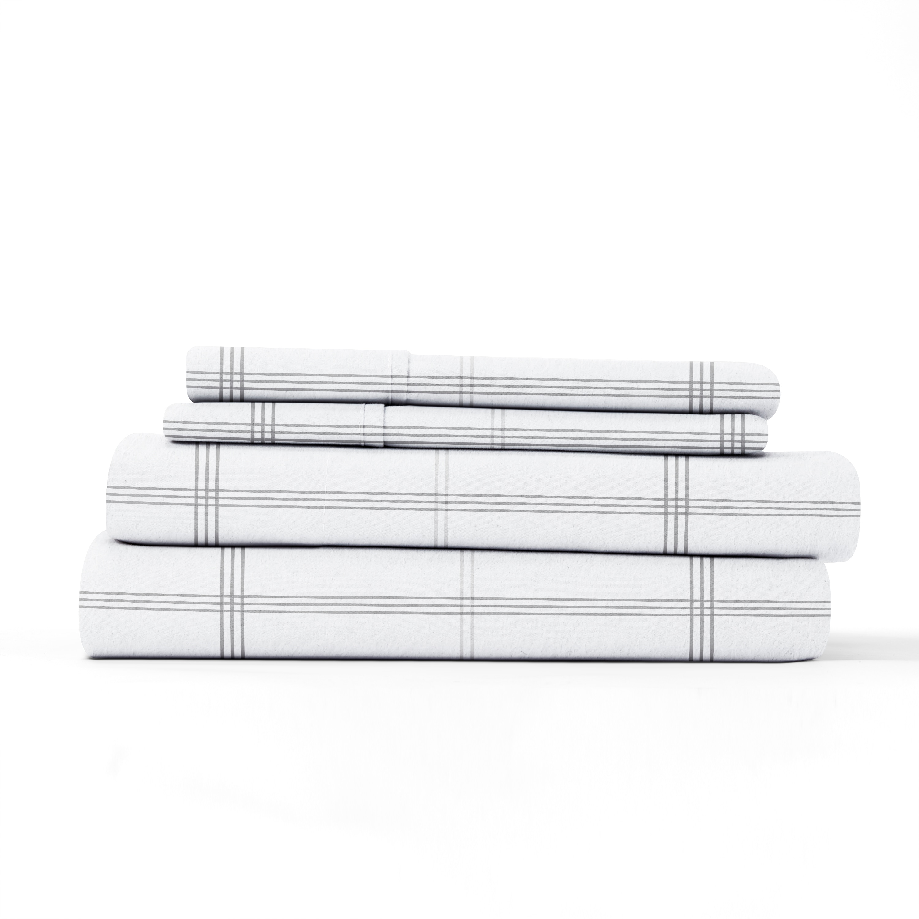 Twin Gray Cotton Flannel Deep Pocket Sheet Set