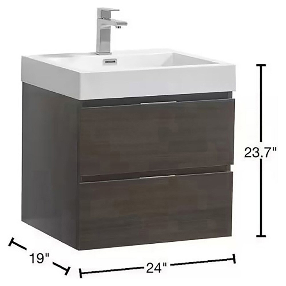 Fresca Valencia 24-in Gray Oak Single Sink Bathroom Vanity with White ...