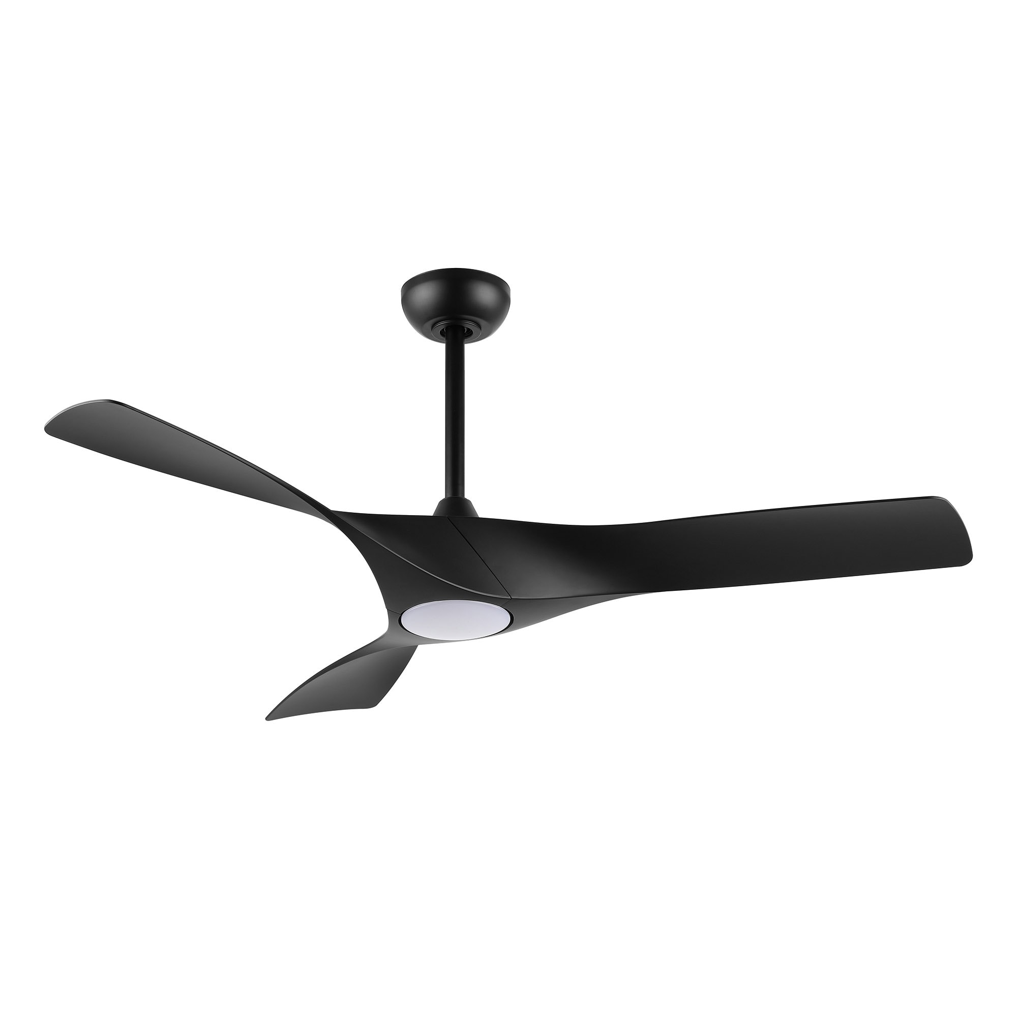 GETLEDEL LECF-Q023-BK 52-Inches Black with Black Blades Color-Changing Integrated LED Fixture Indoor Downrod mount Propeller Ceiling Fan With Light and Remote ( 3 -Blade)