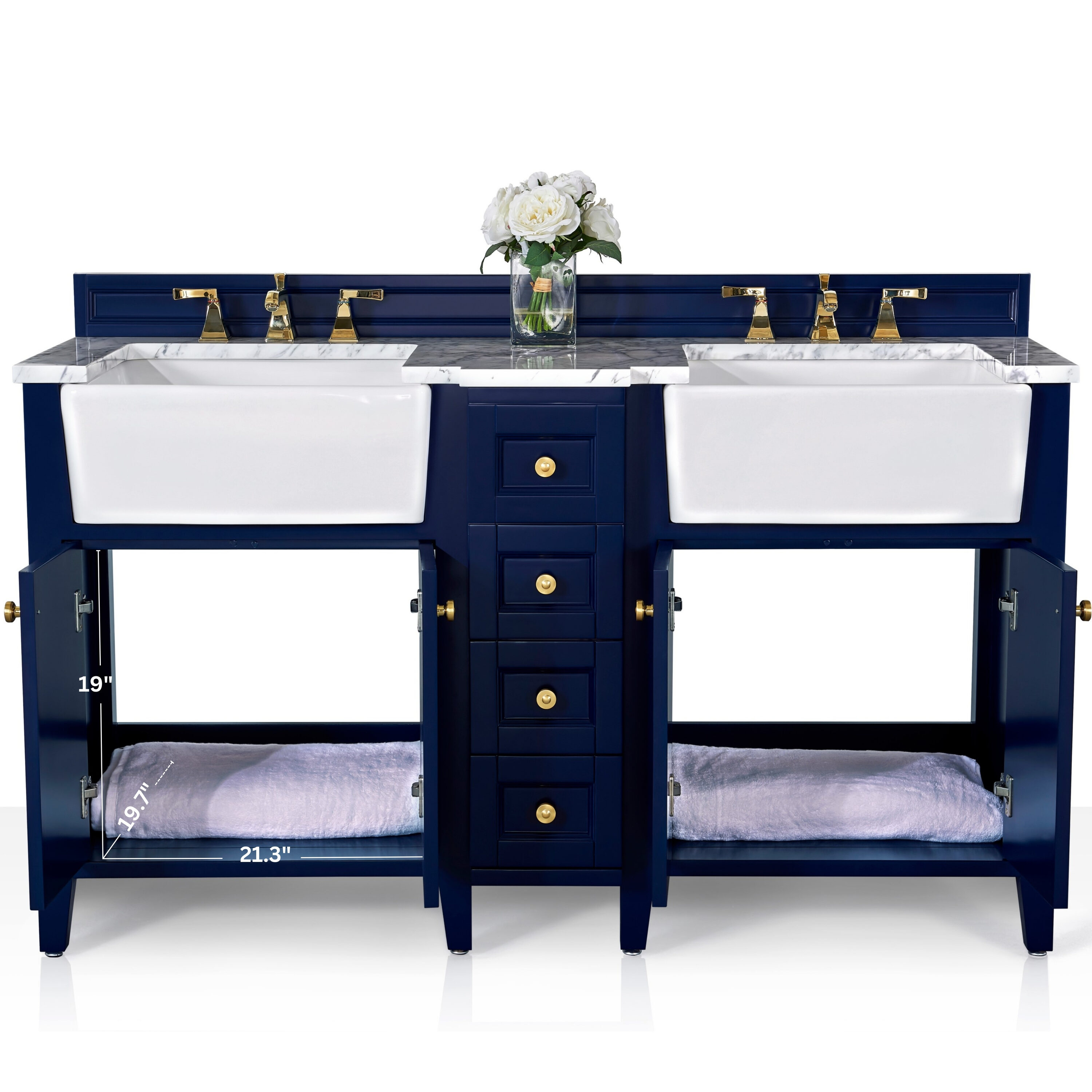 Ancerre Designs VTSADELINE60HBCWGD Bath-Vanity-Combo - View #7