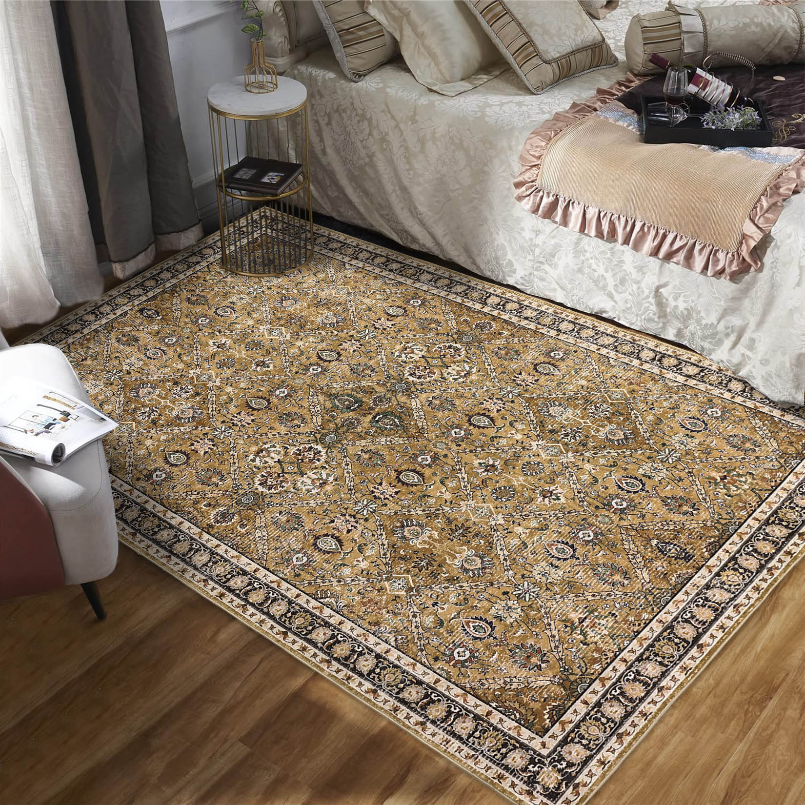 Garvee YXY-LO-PHO-155VN4AX 6 x 9 (ft) Loomed Polyester Brown Rectangular Indoor Geometric Moroccan Machine washable Area rug