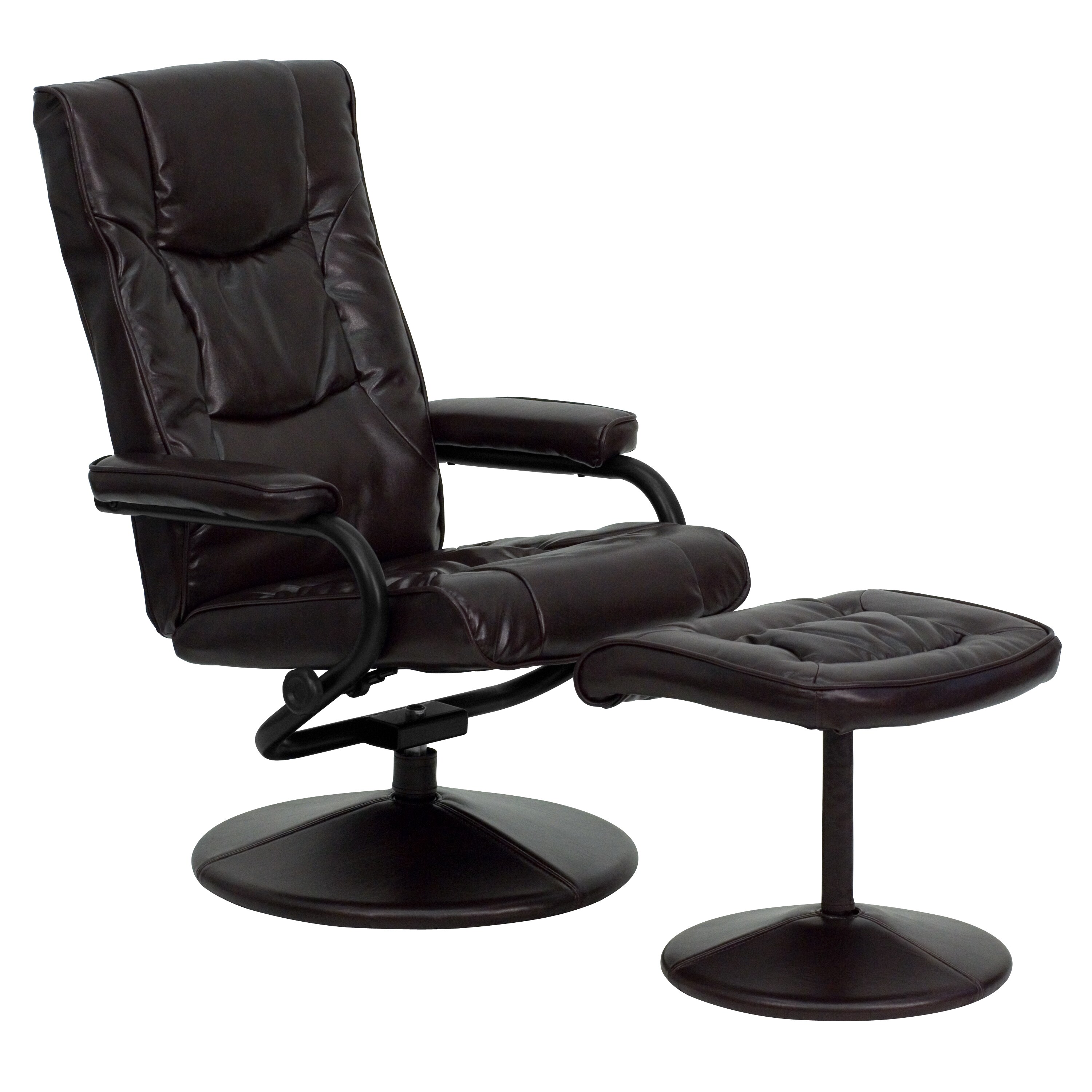 Flash Furniture 847254015714 Brown Faux leather Upholstered Swivel Recliner with Ottoman Set