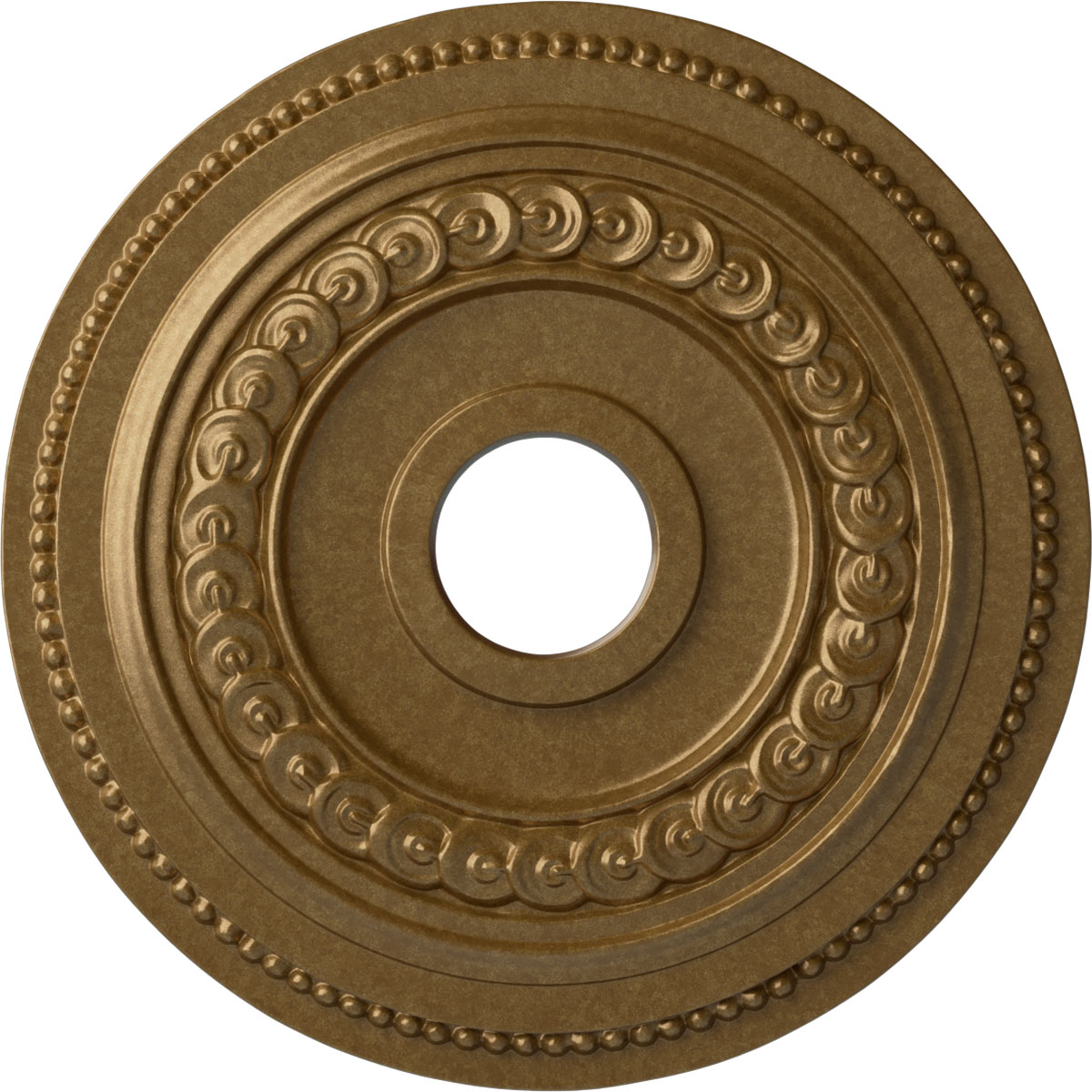 Ekena Millwork CM18OL1PAS Oldham 18-in W x 18-in L Painted Pale Gold Polyurethane Whole Ceiling Medallion