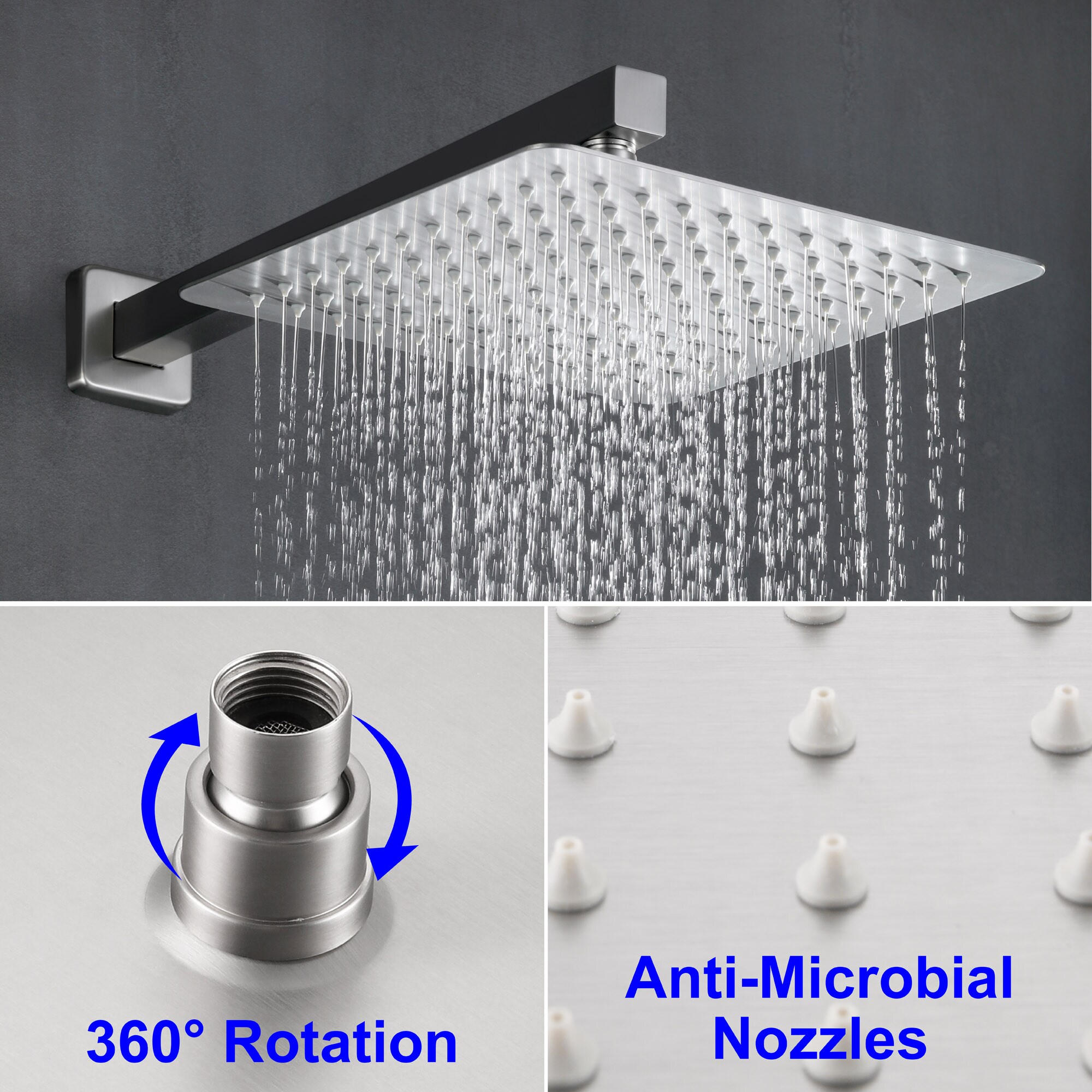 WELLFOR SPA-88016BN-12 Showerhead-Bar-Panels - View #6