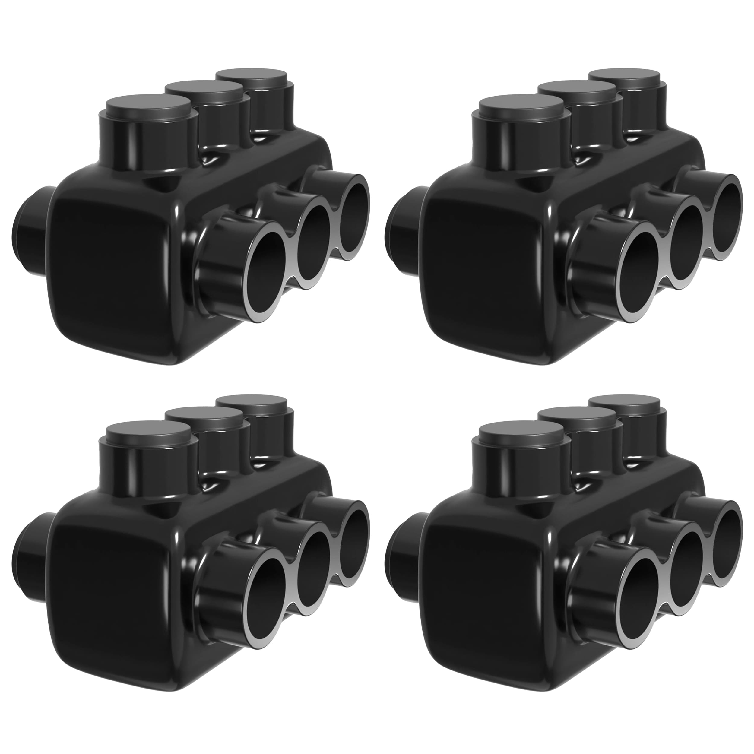 OHLECTRIC  4 Pack Insulated Wire Connector 3 Port Dual Side Entry For 250-6 Wire Range Lugs With 5/16 Hex Screw Pre Filled With Oxide Inhibitor Wire Connectors Electrical Connectors Wire Tap