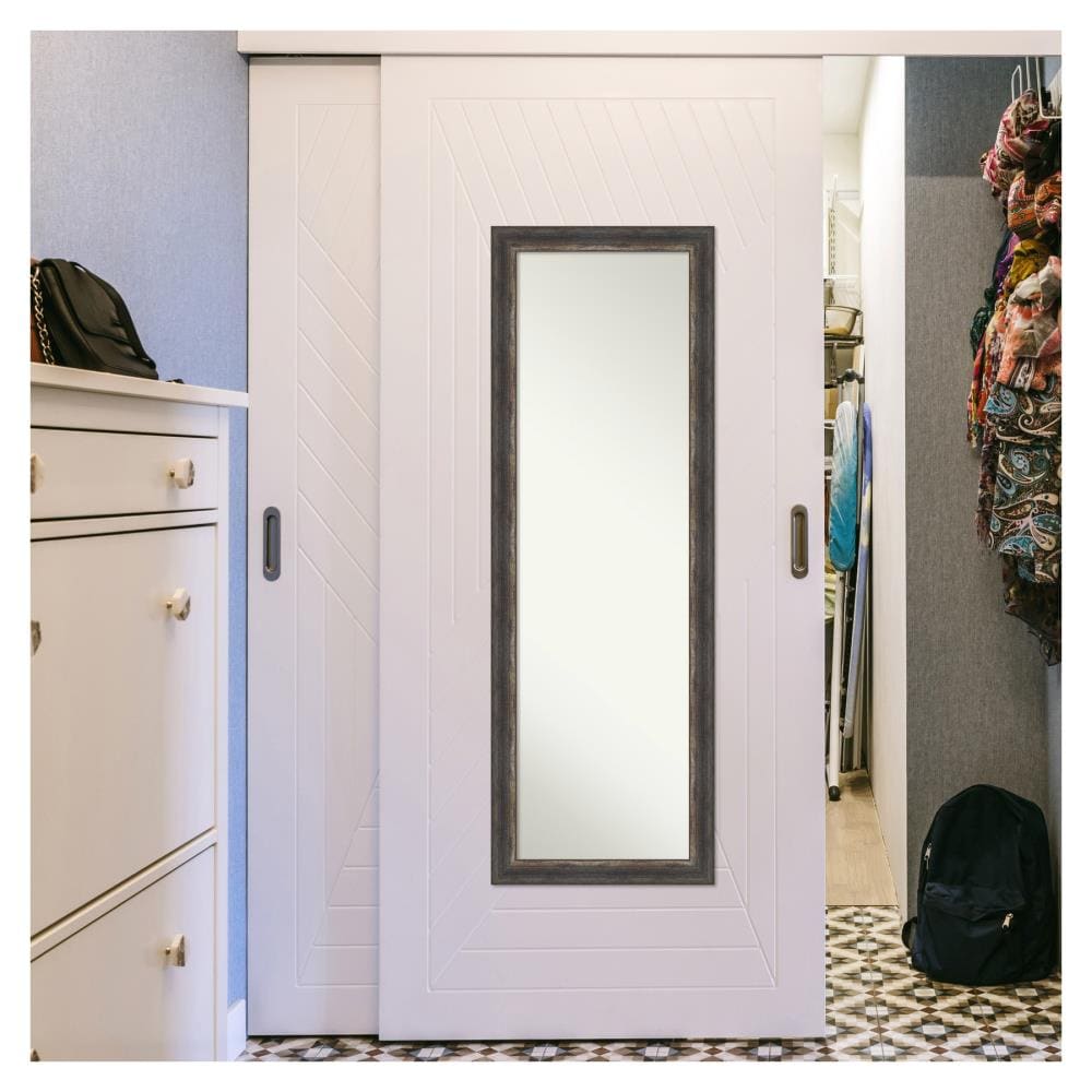 Full-Length Rustic Bronze and Wood Rectangular Mirror