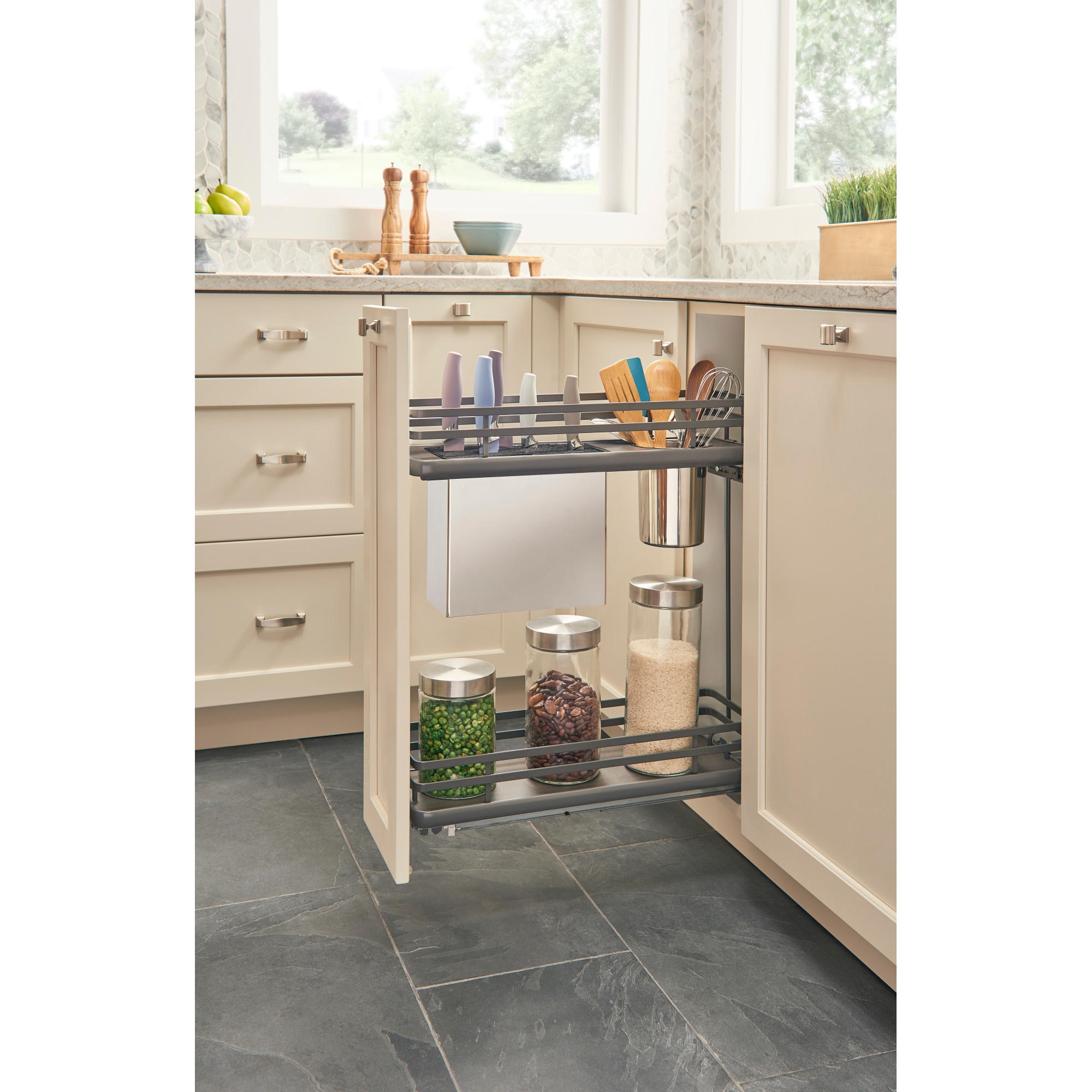 Rev-A-Shelf 7.5-in W x 24-in H 2-Tier Cabinet-mount Metal Soft Close ...