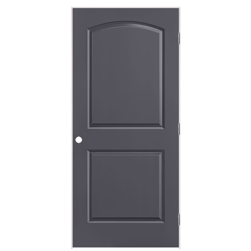 Masonite 1317854 36-in x 80-in Slate Solid core 2-panel round top Left hand Smooth Prefinished Molded composite Flat Jamb Single Prehung Interior Door