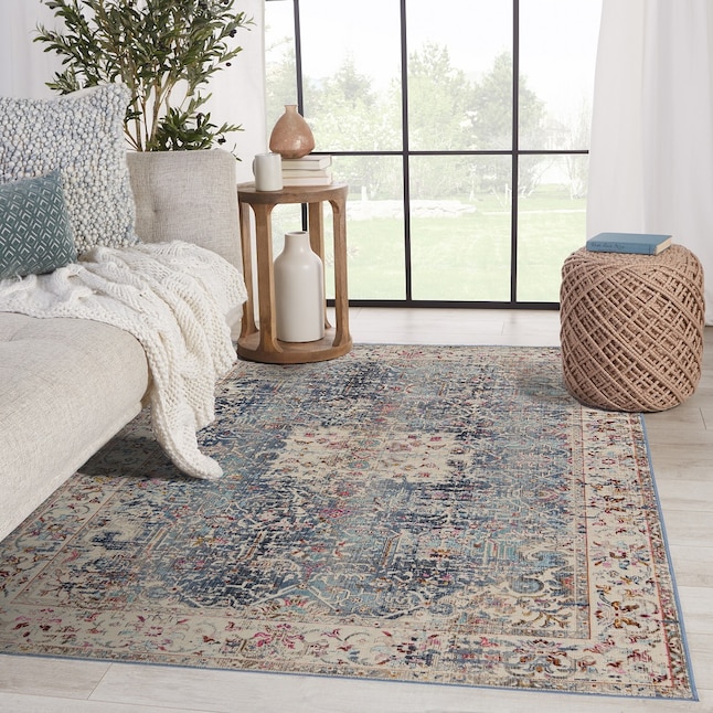 Allen Roth 10 X 14 Ft Outdoor Fl Botanical Coastal Area Rug In The Rugs Department At Lowes Com