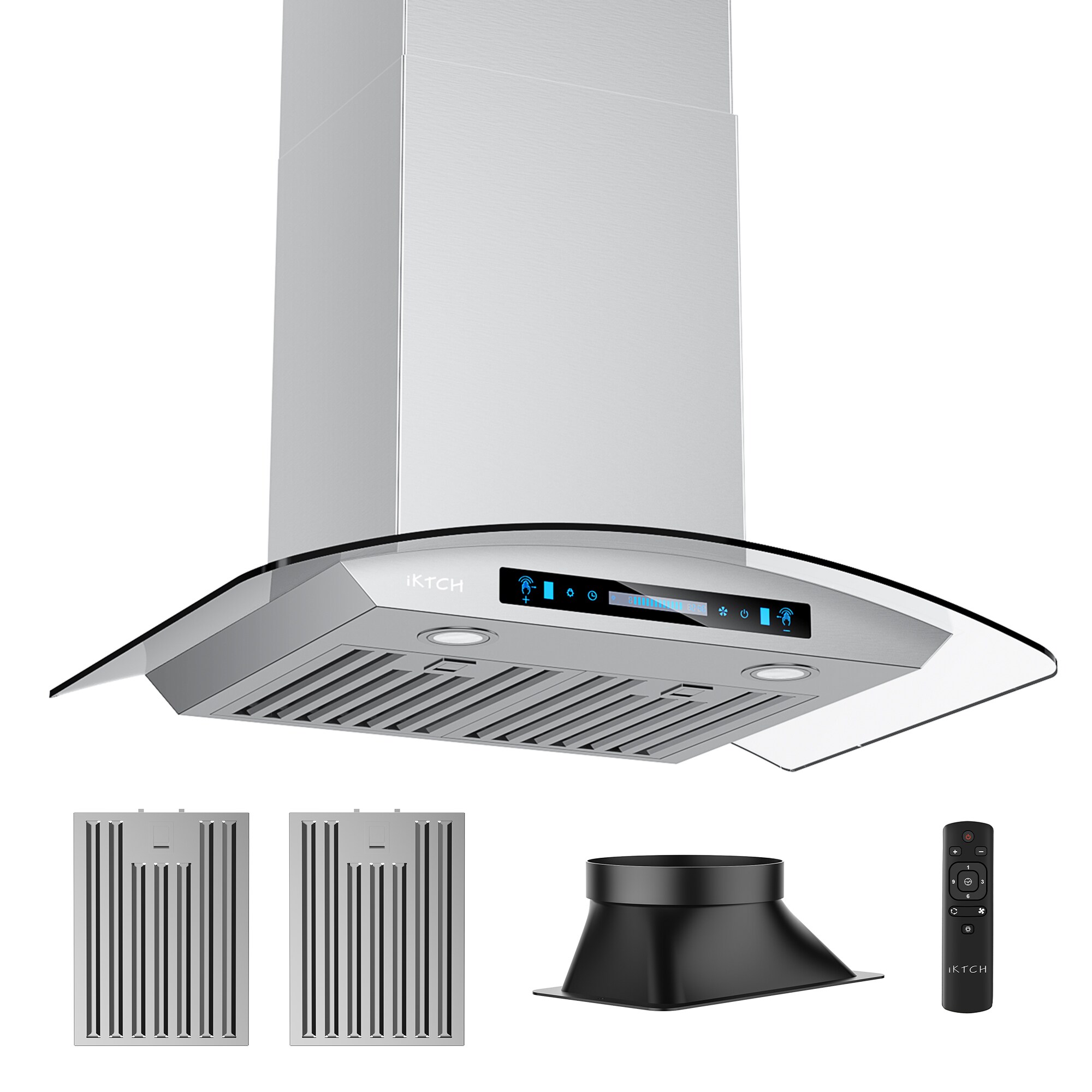 iKTCH 30in 900CFM Convertible Stainless Steel WallMounted Range Hood