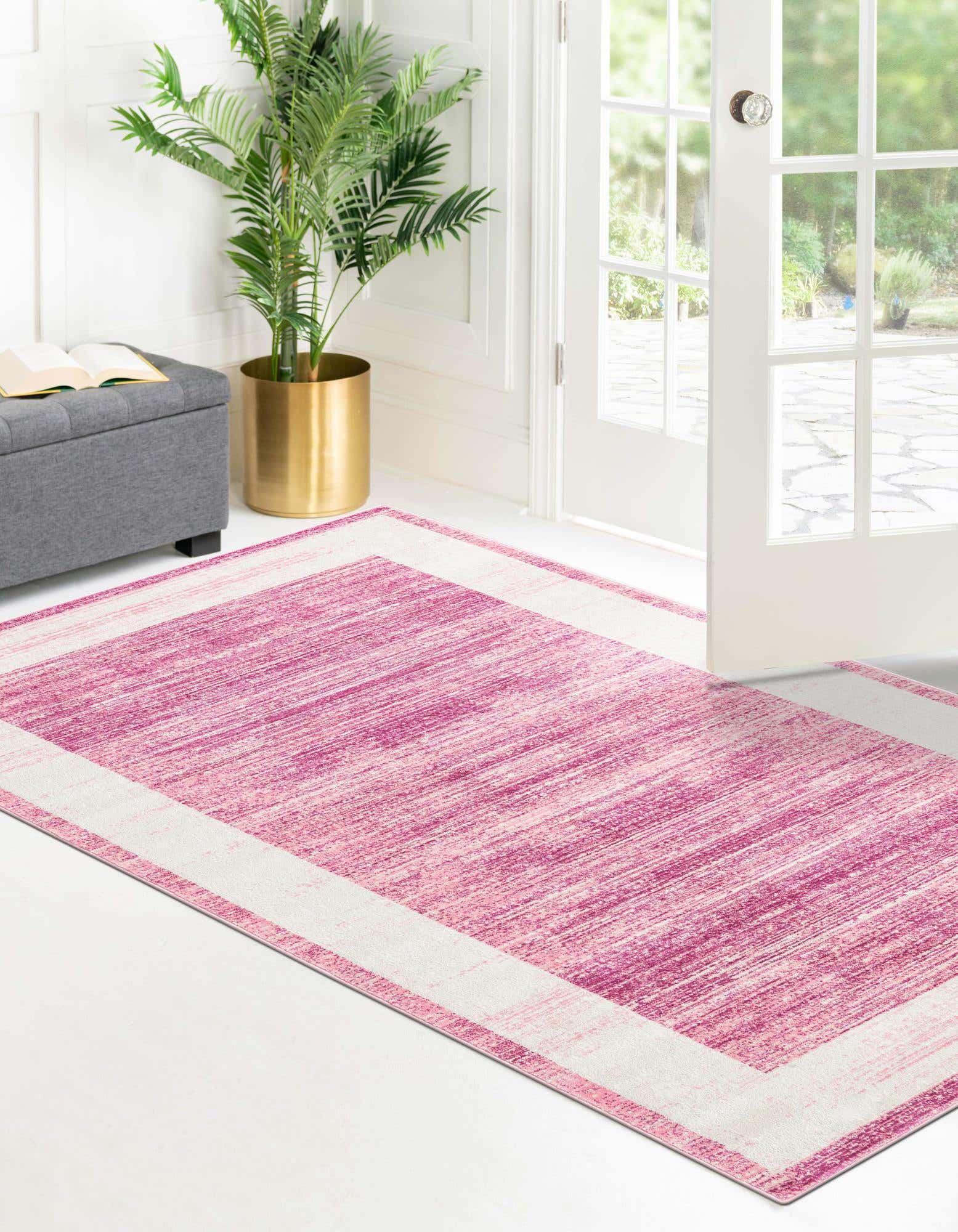Unique Loom 3187106 Jill Zarin Uptown 8 x 10 (ft) Loomed Polypropylene Pink Rectangular Indoor Coastal Area rug