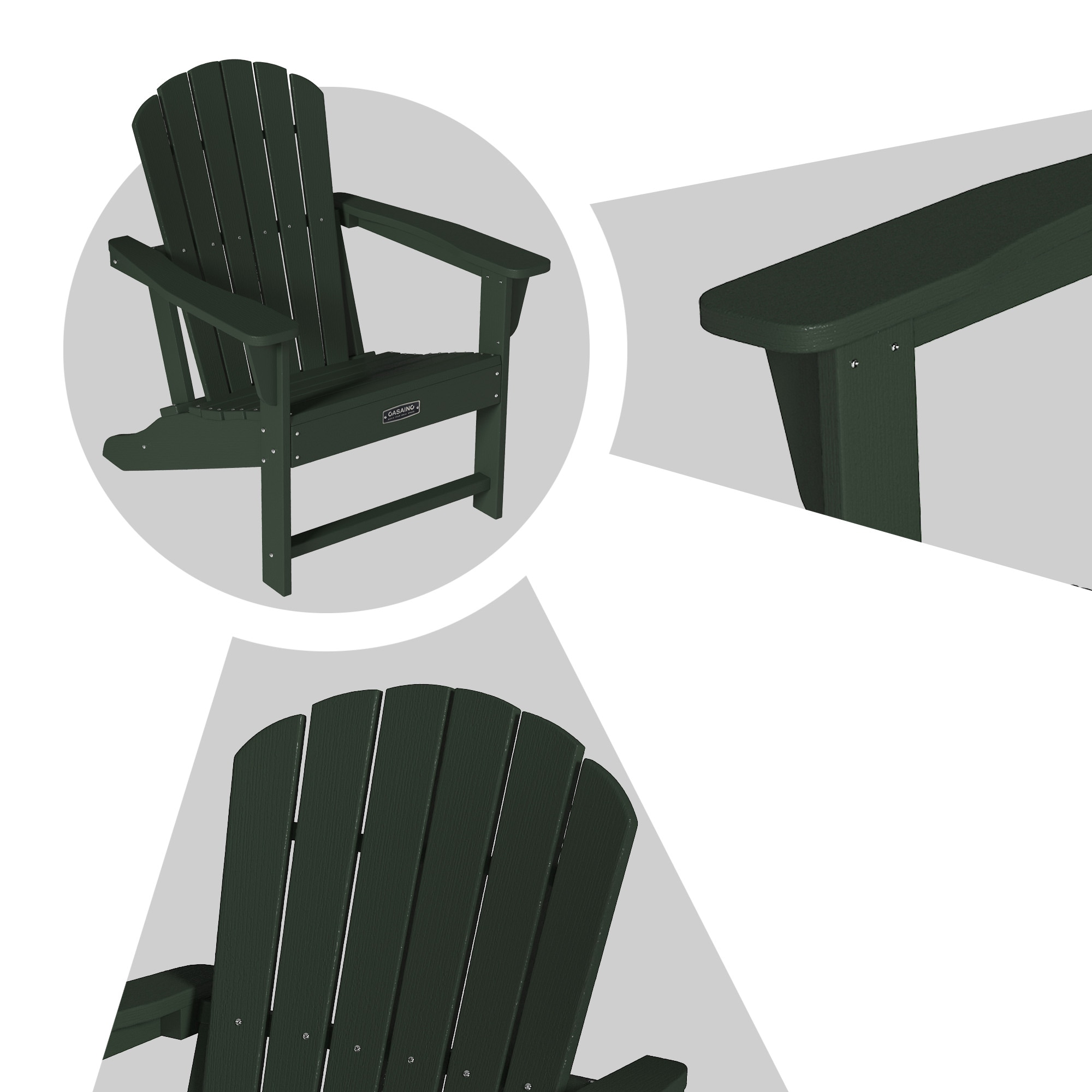 CASAINC Adirondack Chair Green Polyethylene Frame Stationary Adirondack ...