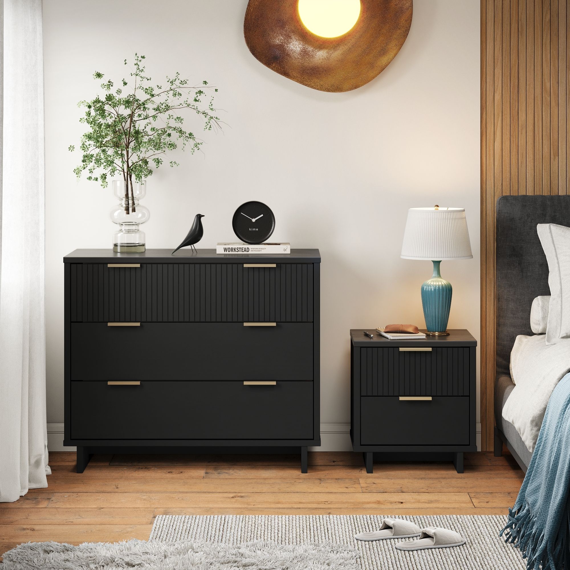 Manhattan Comfort GRAN042 Black Full Bedroom Set