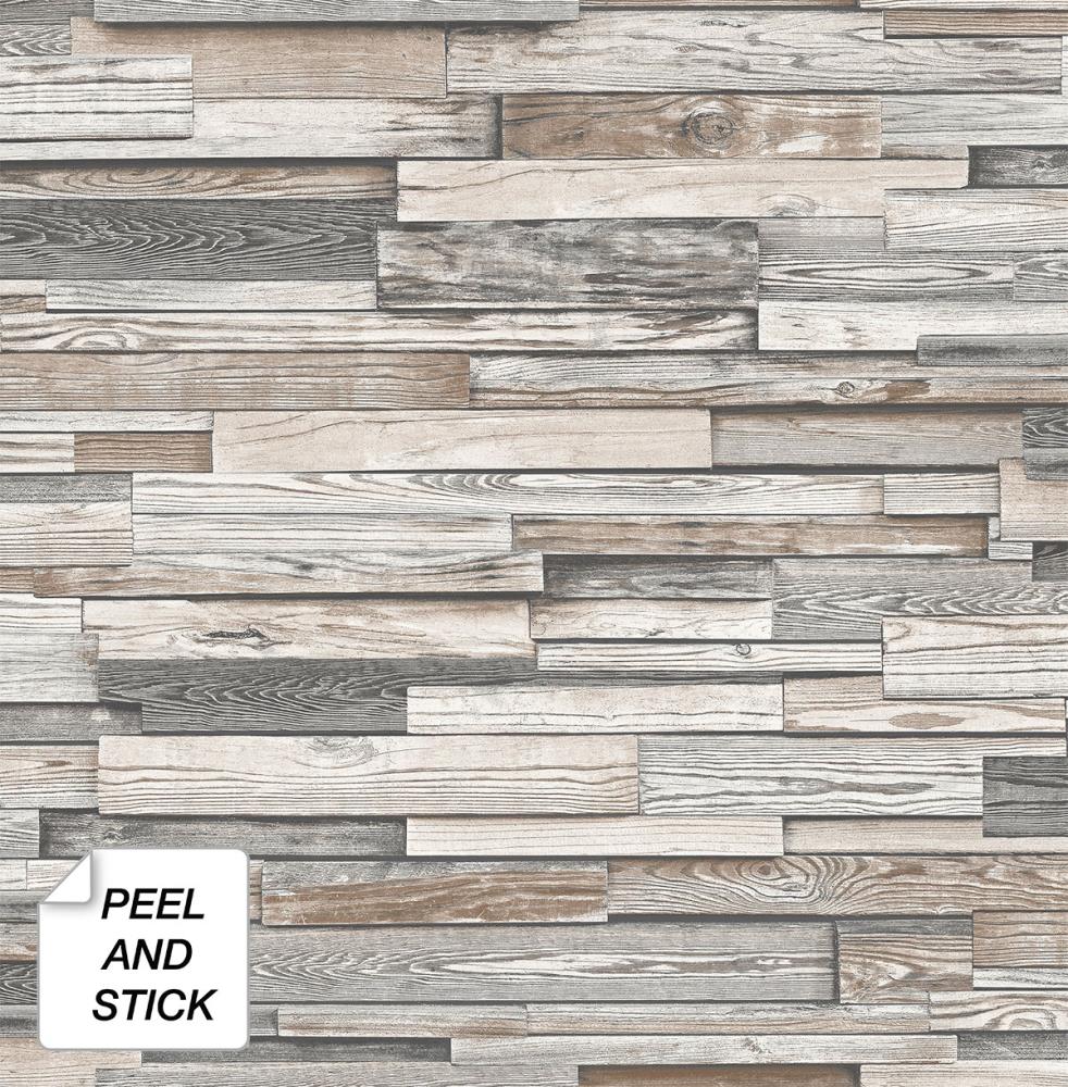 NextWall 3075sq ft Light Gray and Brown Vinyl Wood SelfAdhesive Peel and Stick  Wallpaper in the Wallpaper department at Lowescom