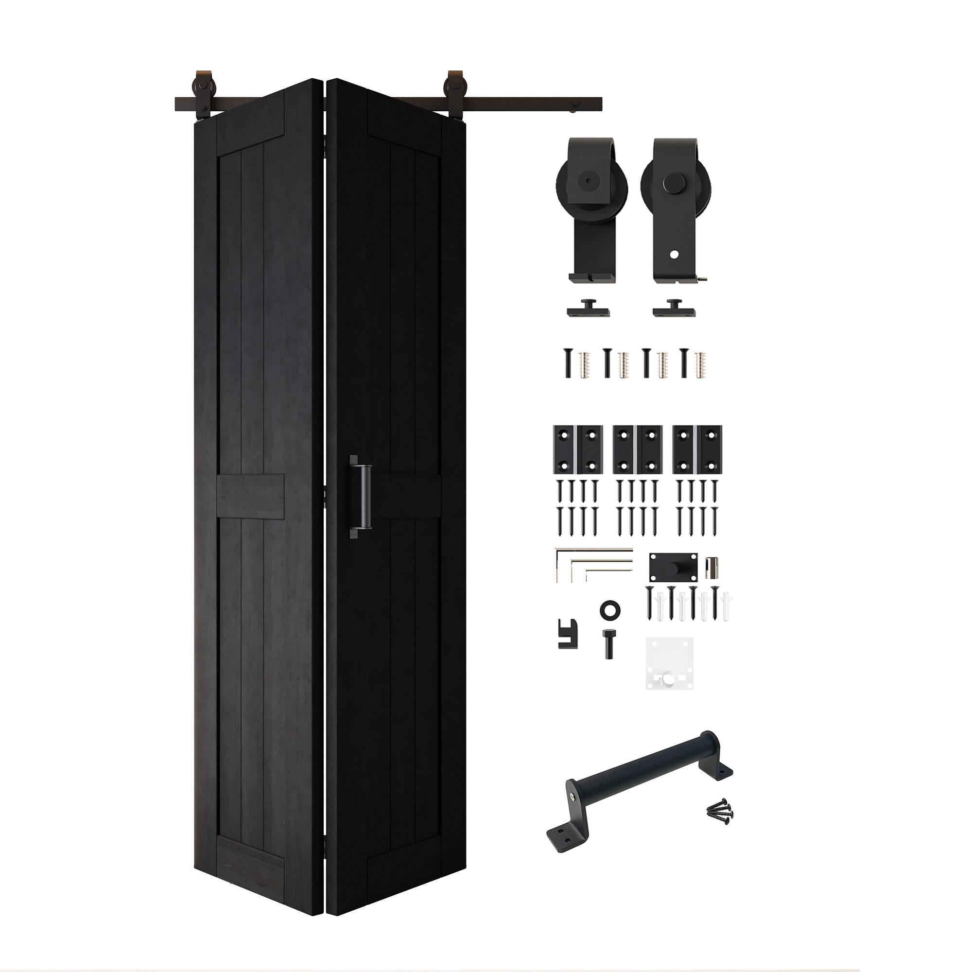 HOMACER Pine Wood Solid Core Single and Double Bifold Barn Door (Hardware Included)