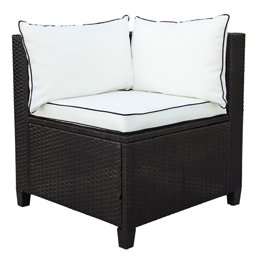 CASAINC 7-Piece Rattan Patio Conversation Set With Cushions In The ...