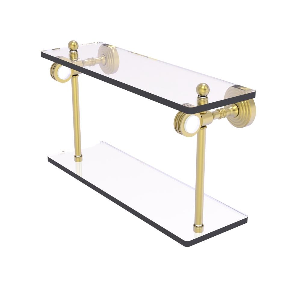 Allied Brass PG-2D-16-SBR Pacific Grove Satin Brass 2 -Tier Wall mount Bathroom Shelf ( 16-in x 9.3-in x 5-in )