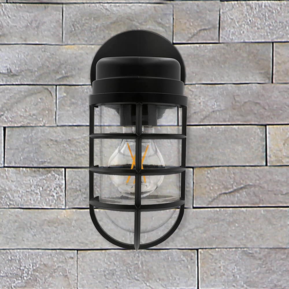 Maxxima MEL-7135W 1 -Light 10.4-in H Black Hardwired Outdoor Wall Light