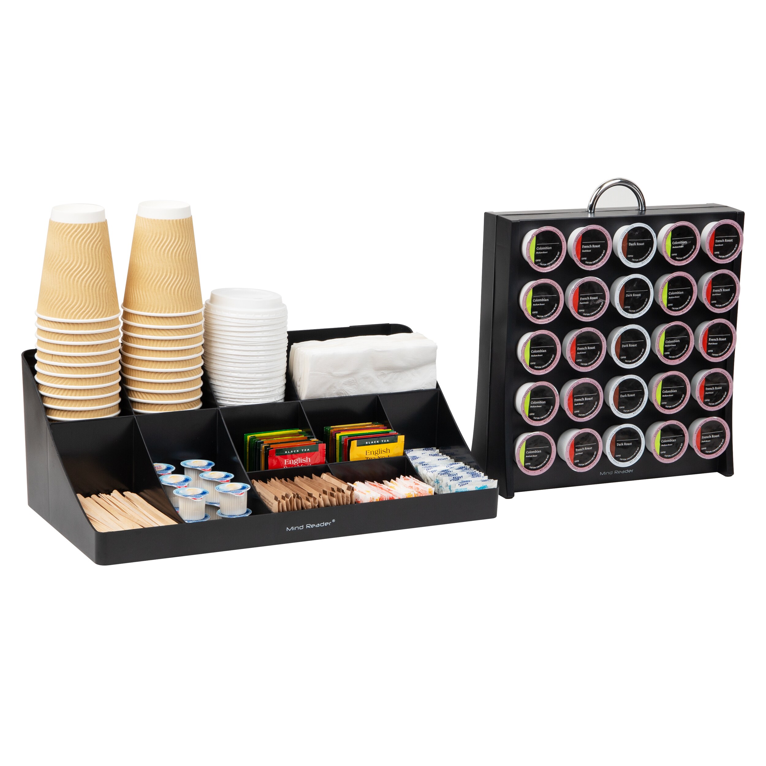 Coffee Station Organizer Wooden Coffee Bar Accessories and Organizer for  Countertop, Coffee Pods Holder Storage Basket, Coffee and Tea Condiment