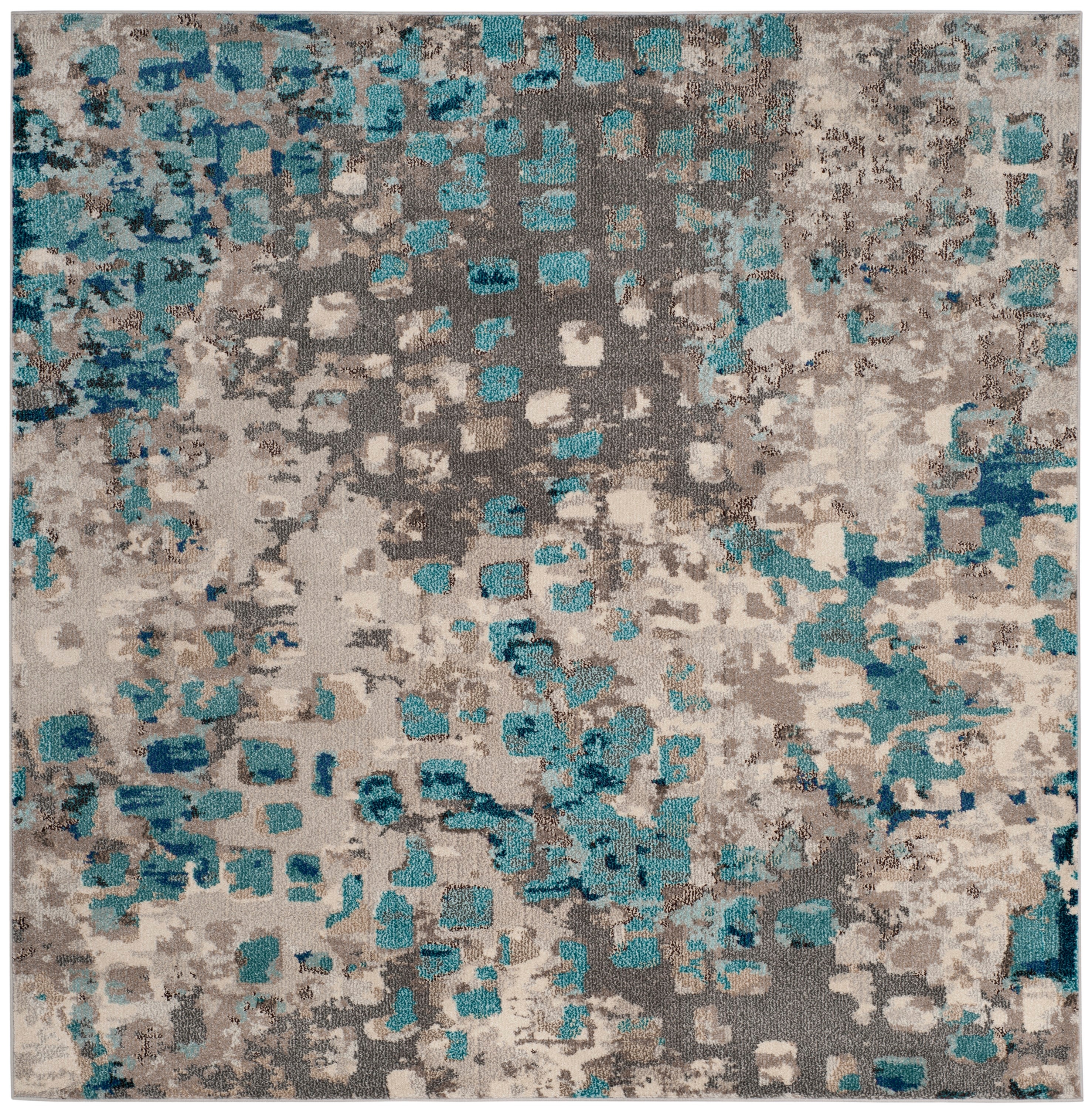 Monaco Square Grey Synthetic 3' x 3' Easy-Care Area Rug