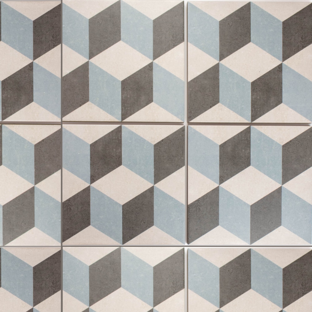 The Tile Life TRUBI0909GY Prism Gray 9-in x 9-in Matte Porcelain Encaustic Floor and Wall Tile (10.76-sq. ft/ Carton)