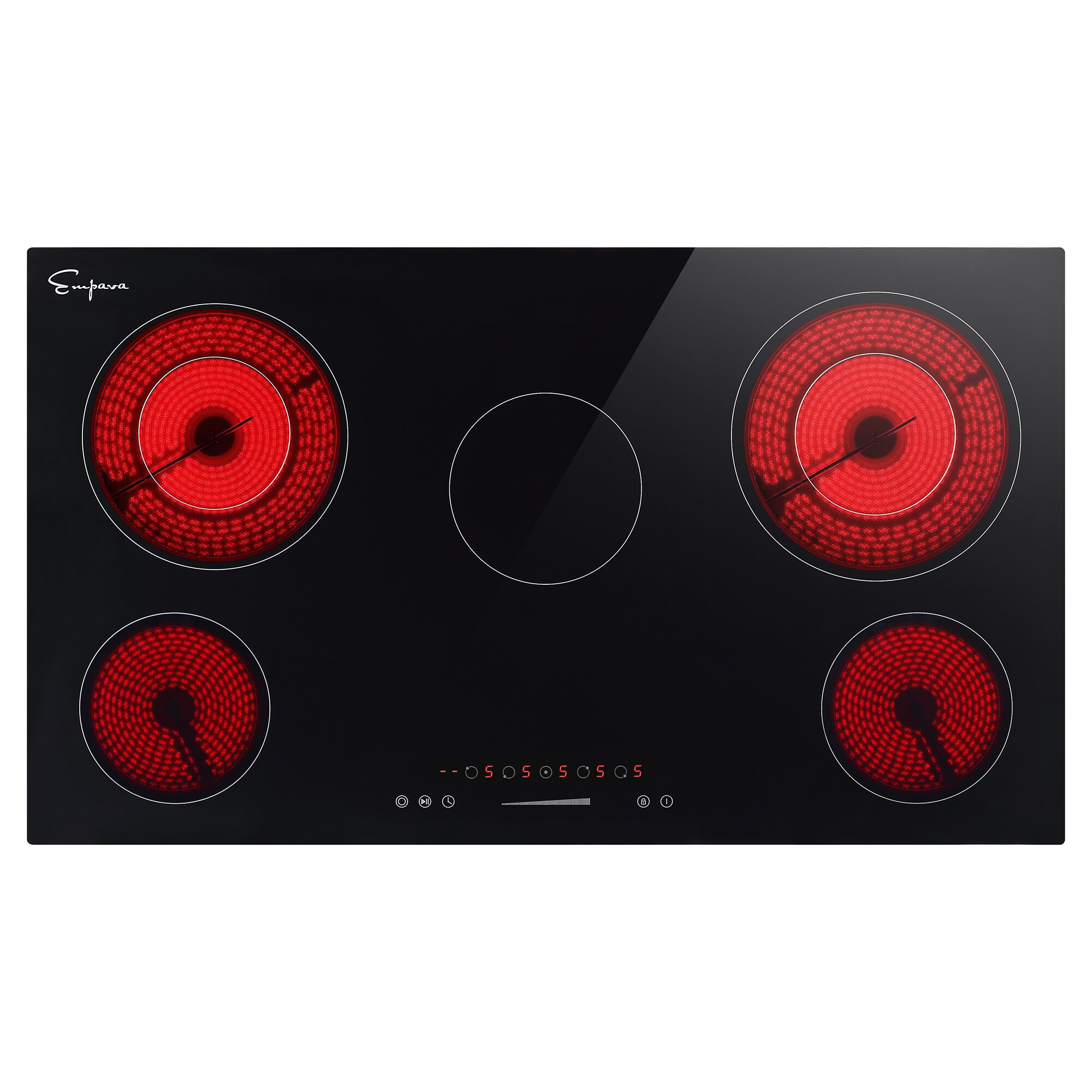 Empava 240V Flat Top Electric Stove 36-in 5 burners Smooth Surface (Radiant) Black Electric Cooktop