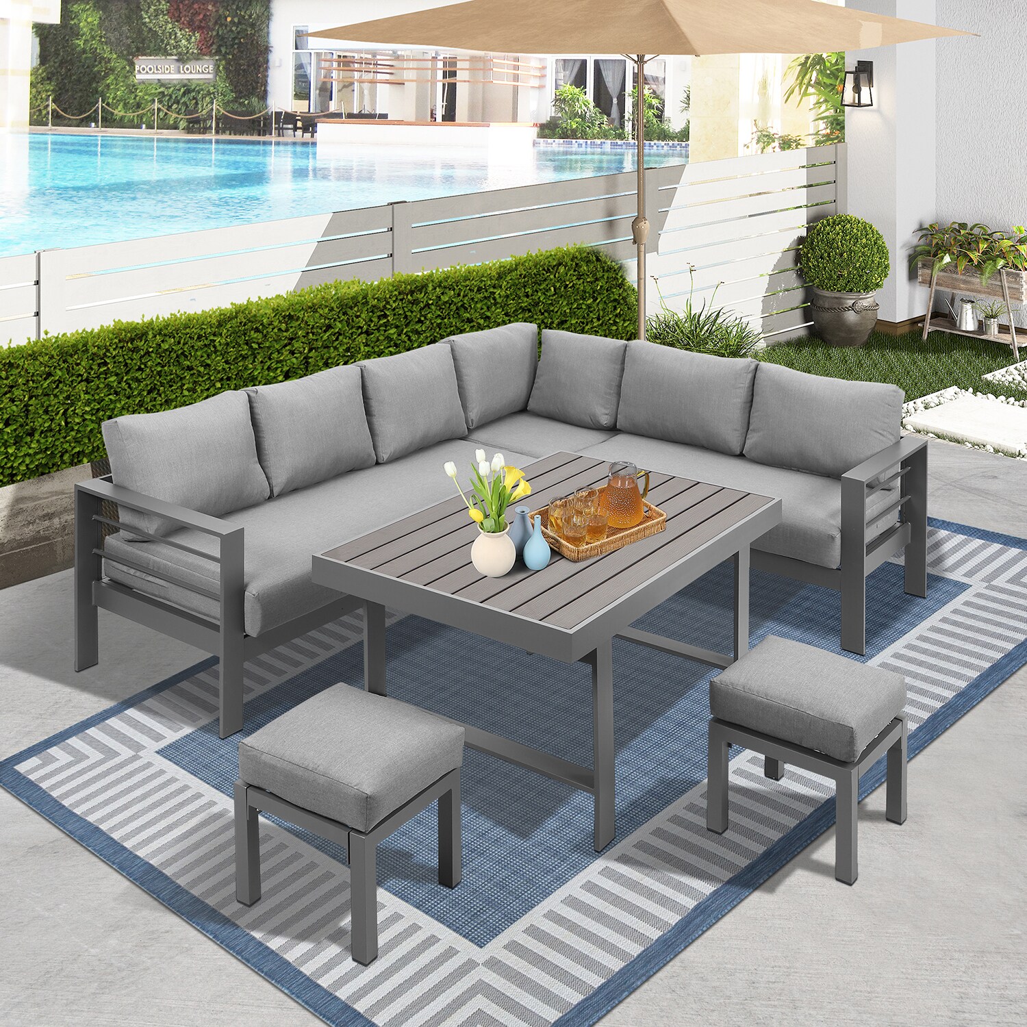 Patio dining sales and lounge set