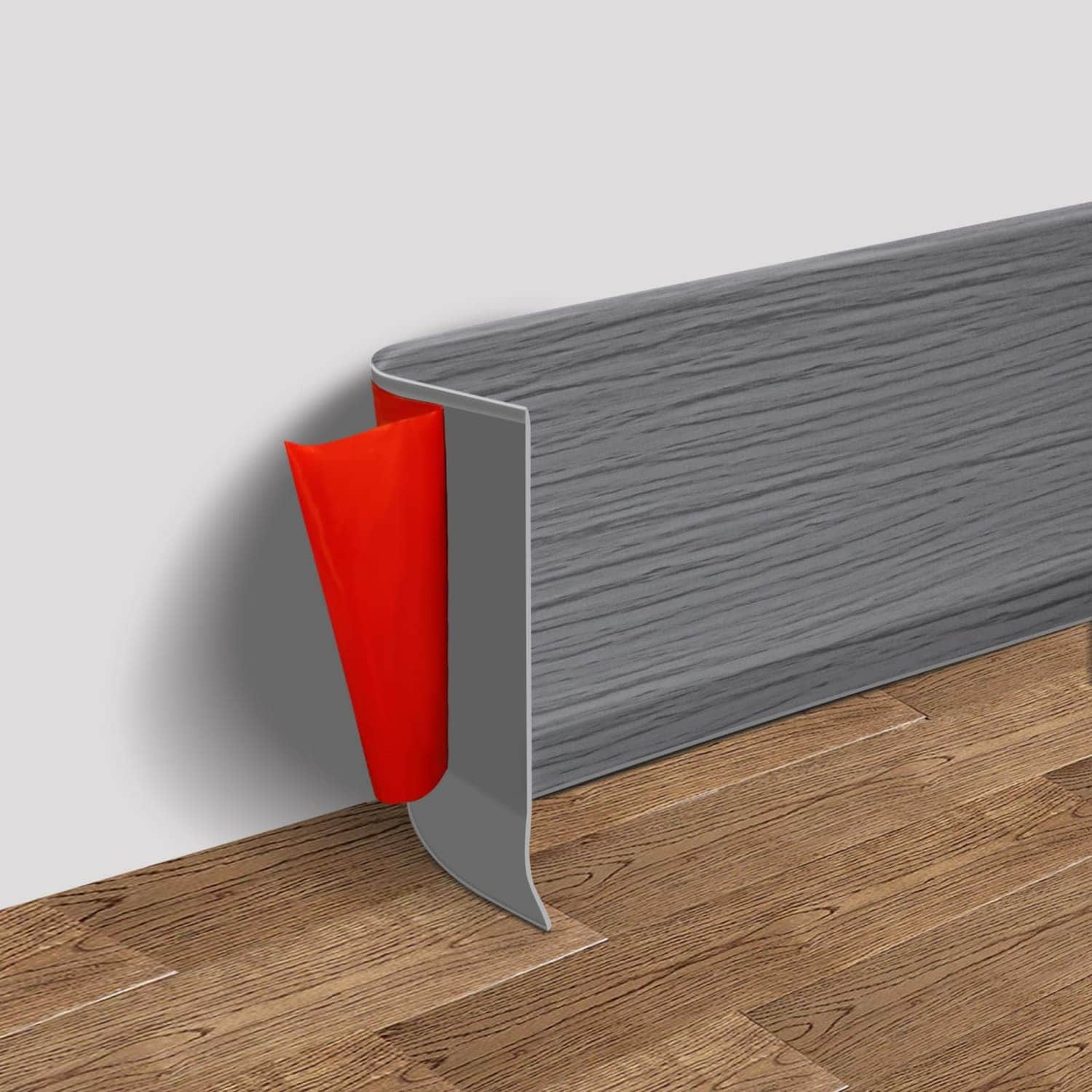Angel Sar 4-in x 60-ft Medium Grey Wood Grain Vinyl Baseboard Molding Trim with Strong Adhesive Backing for Kitchen Bathroom Living room