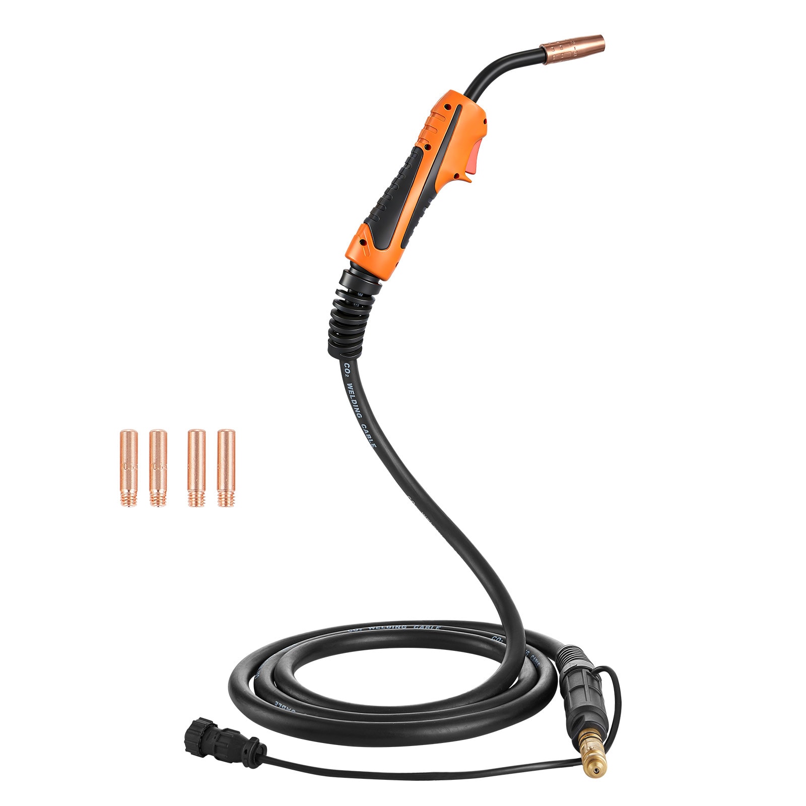 Mecale 100 Amp MIG Welding Gun with 10 ft Cable and 5 Contact Tips Orange