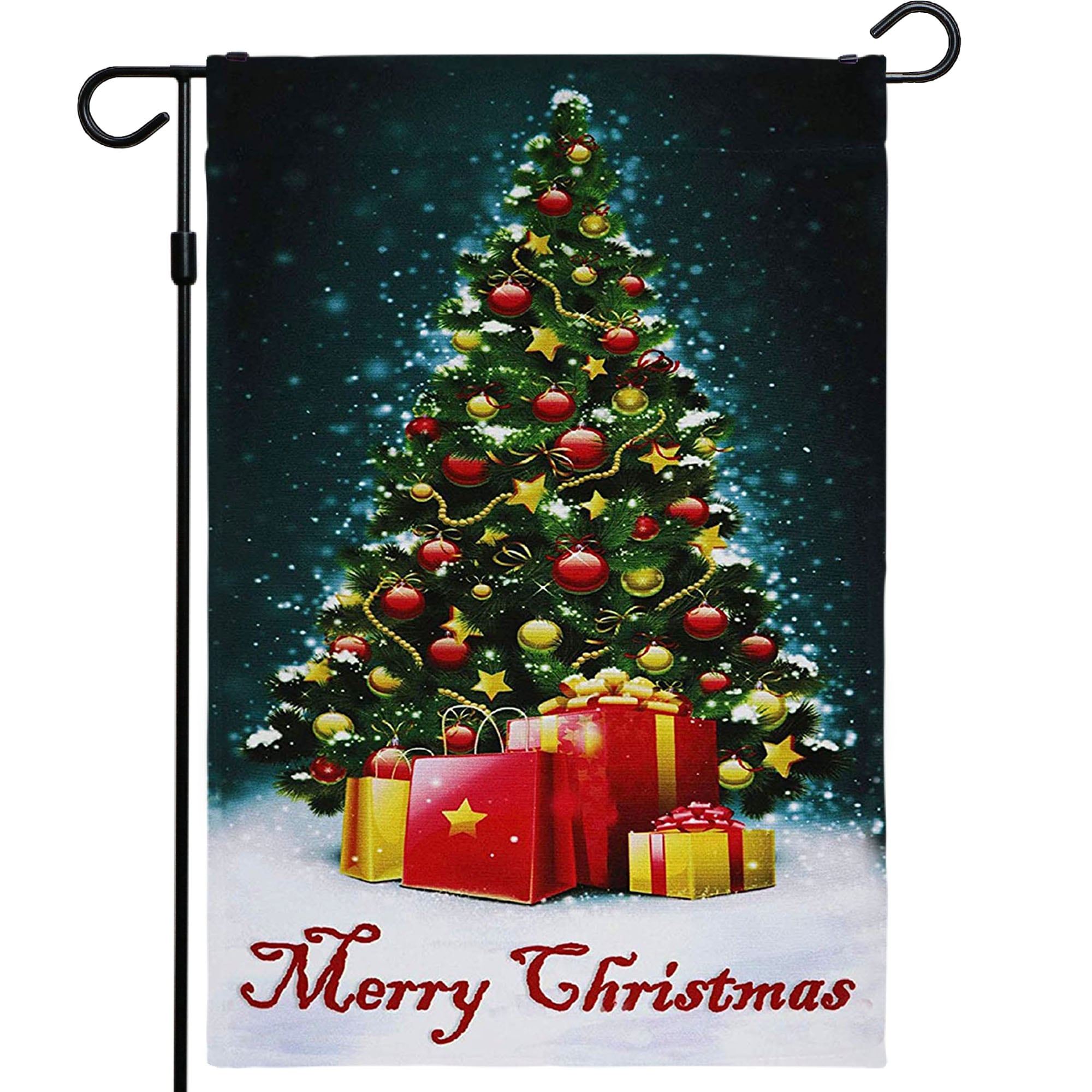G128 1-ft W x 1.5-ft H Christmas Tree with Merry Christmas Quote Garden flag