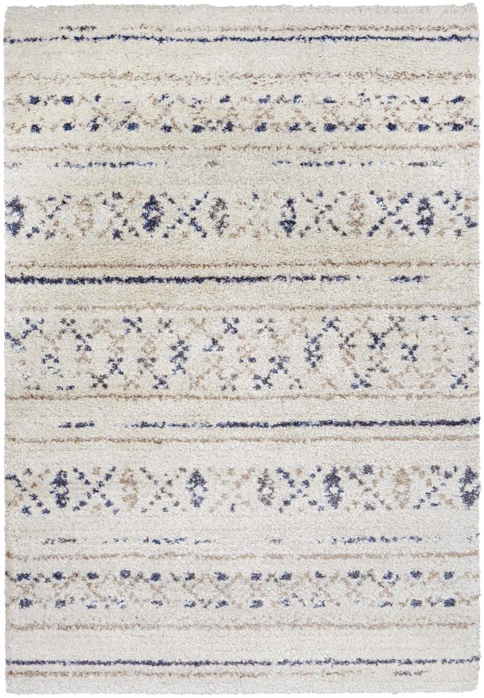 Ivory and Caramel Wool Synthetic Shag Area Rug