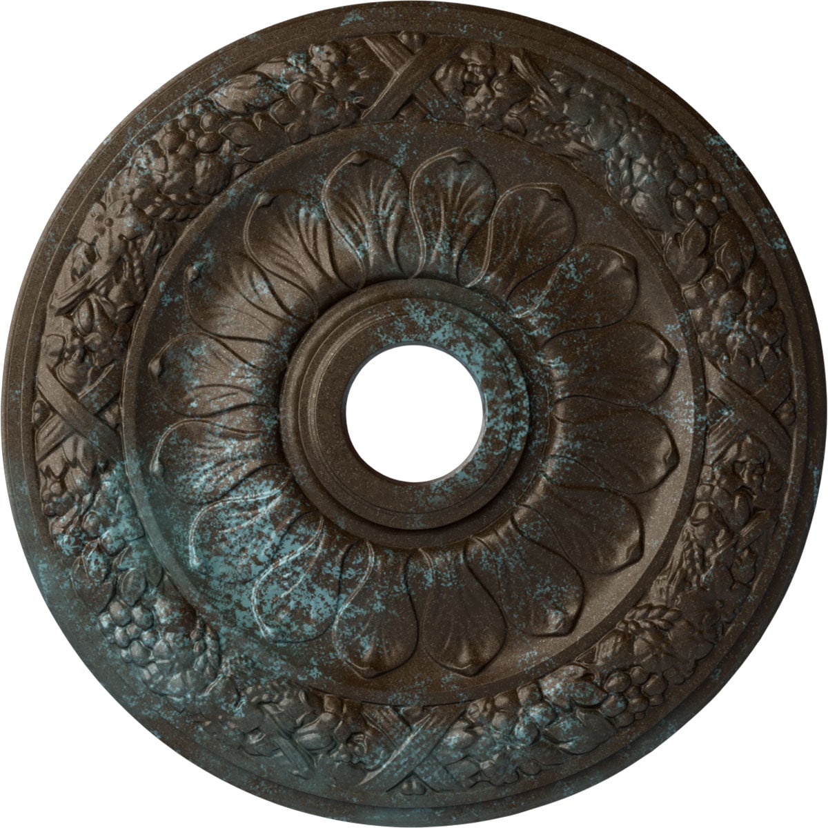 Ekena Millwork CM24SWBBS Swindon 24-in W x 24-in L Bronze Blue Patina Polyurethane Ceiling Medallion