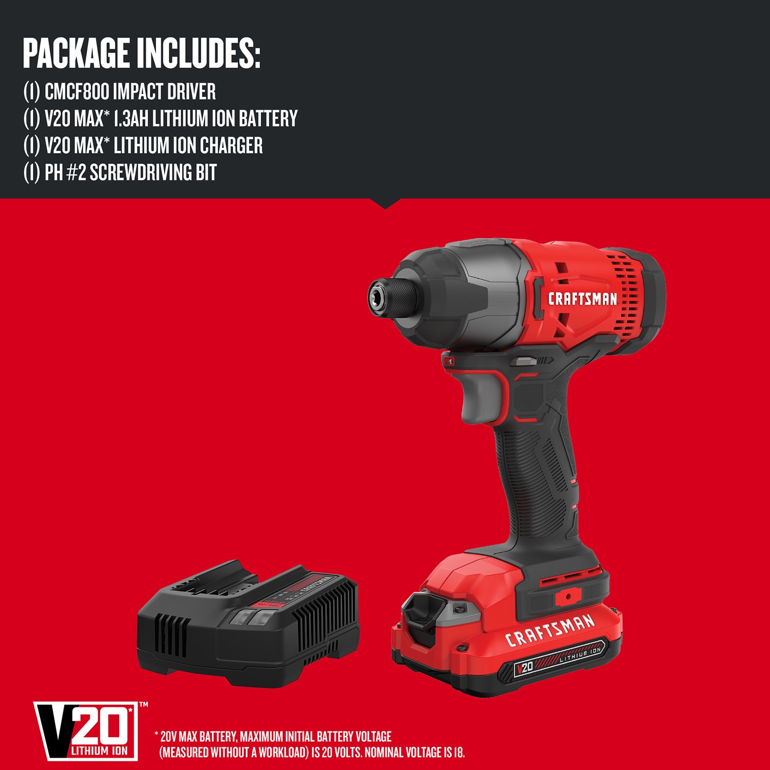 CRAFTSMAN 20-volt Max 1/4-in Cordless Impact Driver (1-Battery