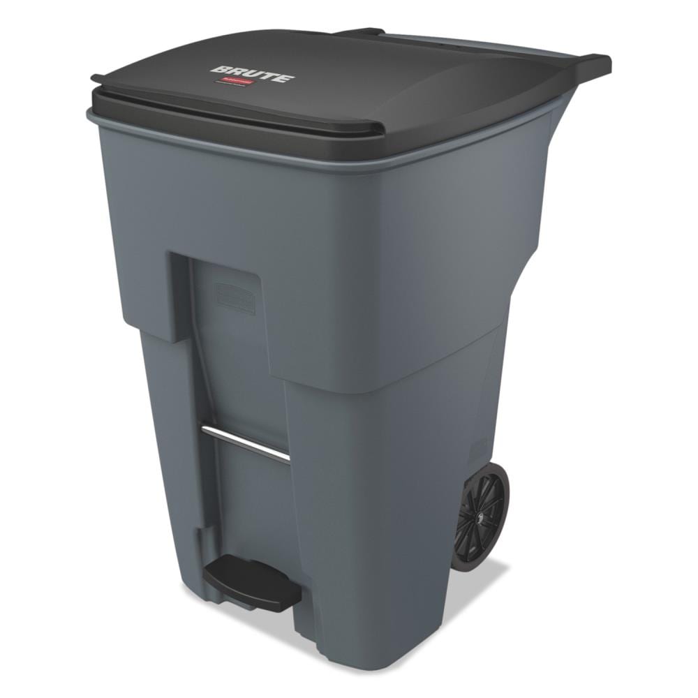 Rubbermaid Commercial Products 95-Gallon Gray Plastic Wheeled Trash Can ...