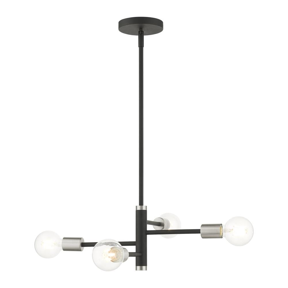 Livex Lighting 45864-04 Bannister 4 -Light Matte Black Modern/contemporary For Use in Bathrooms, Bedrooms, Dining Rooms, Foyers, Kitchens, Living Rooms Chandelier