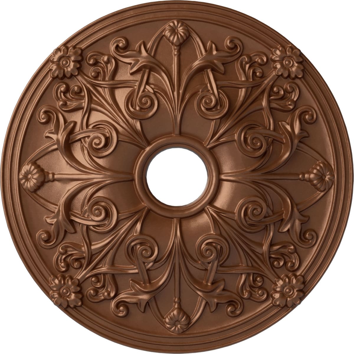 Ekena Millwork CM23JAPOS Jamie 23.625-in W x 23.625-in L Painted Polished Copper Polyurethane Whole Ceiling Medallion
